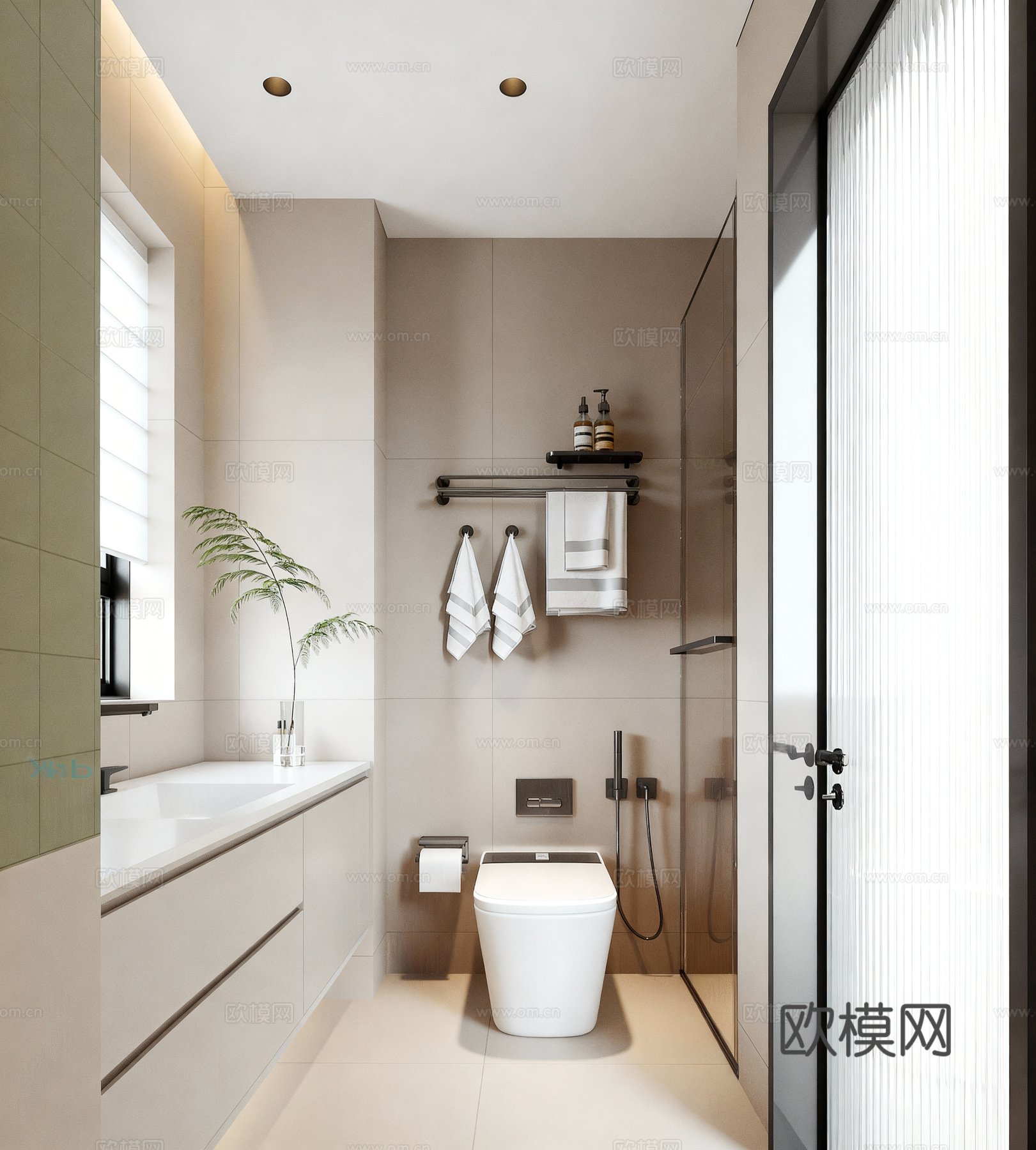 现代卫生间 卫生间摆件 干湿分离卫生间 干区卫生间 卫生间推3d模型下载