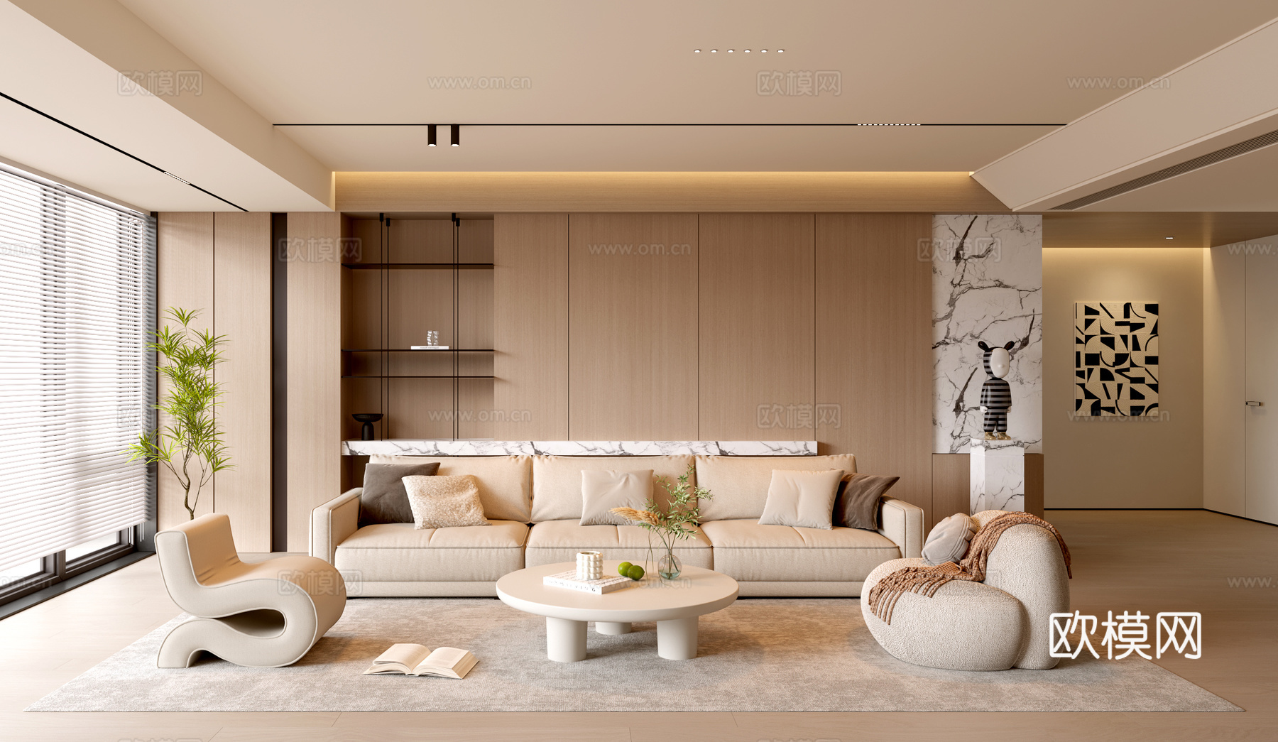 现代客厅 奶油客厅 沙发背景墙 客厅背景 沙发茶几组合su模型