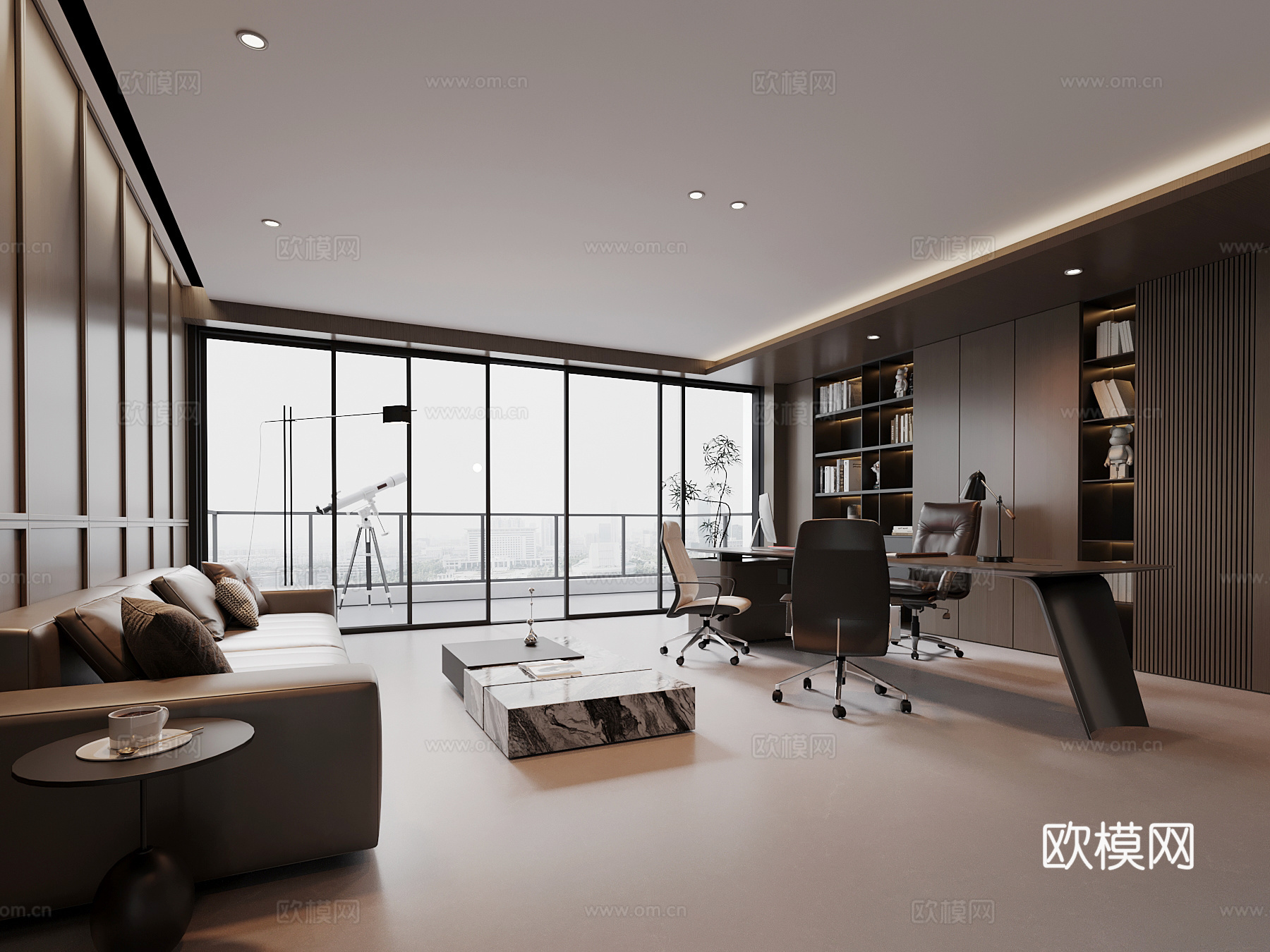 现代经理办公室 办公桌椅su模型