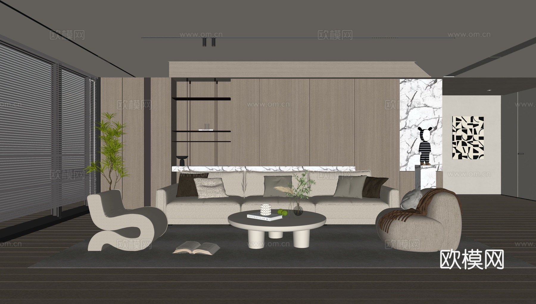 现代客厅 奶油客厅 沙发背景墙 客厅背景 沙发茶几组合su模型