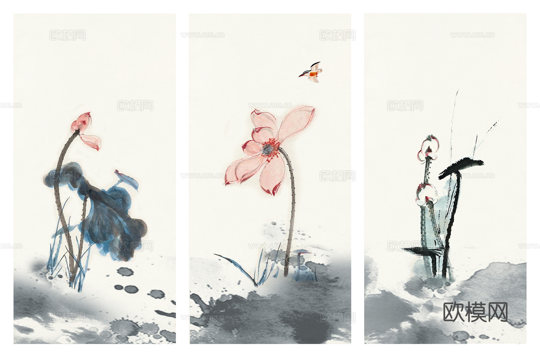 中式新中式花鸟植物壁纸壁画下载