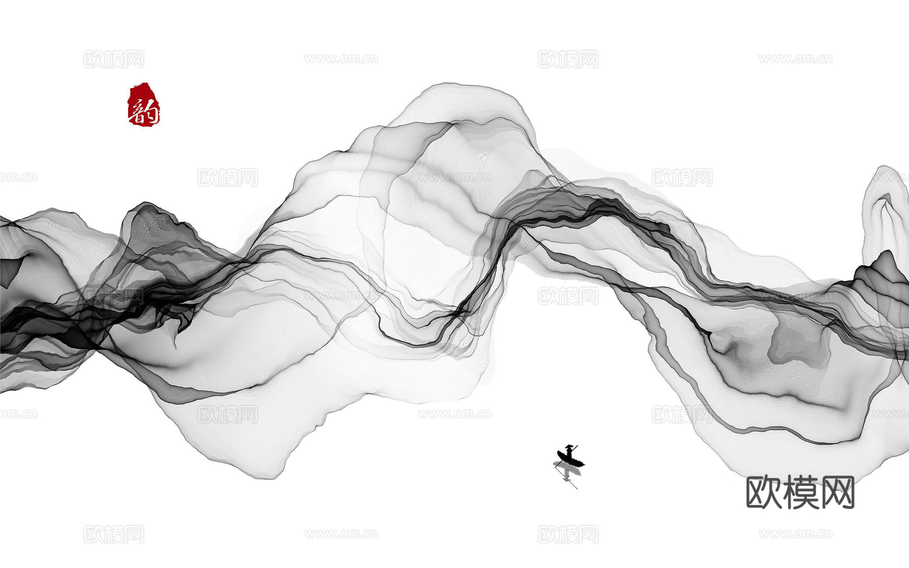 中式新中式抽象水墨画意境壁纸壁画下载