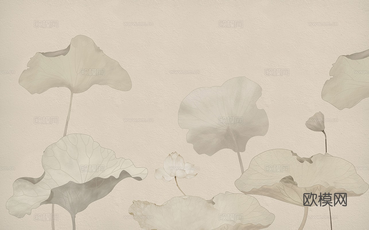 中式新中式花鸟植物壁纸壁画下载