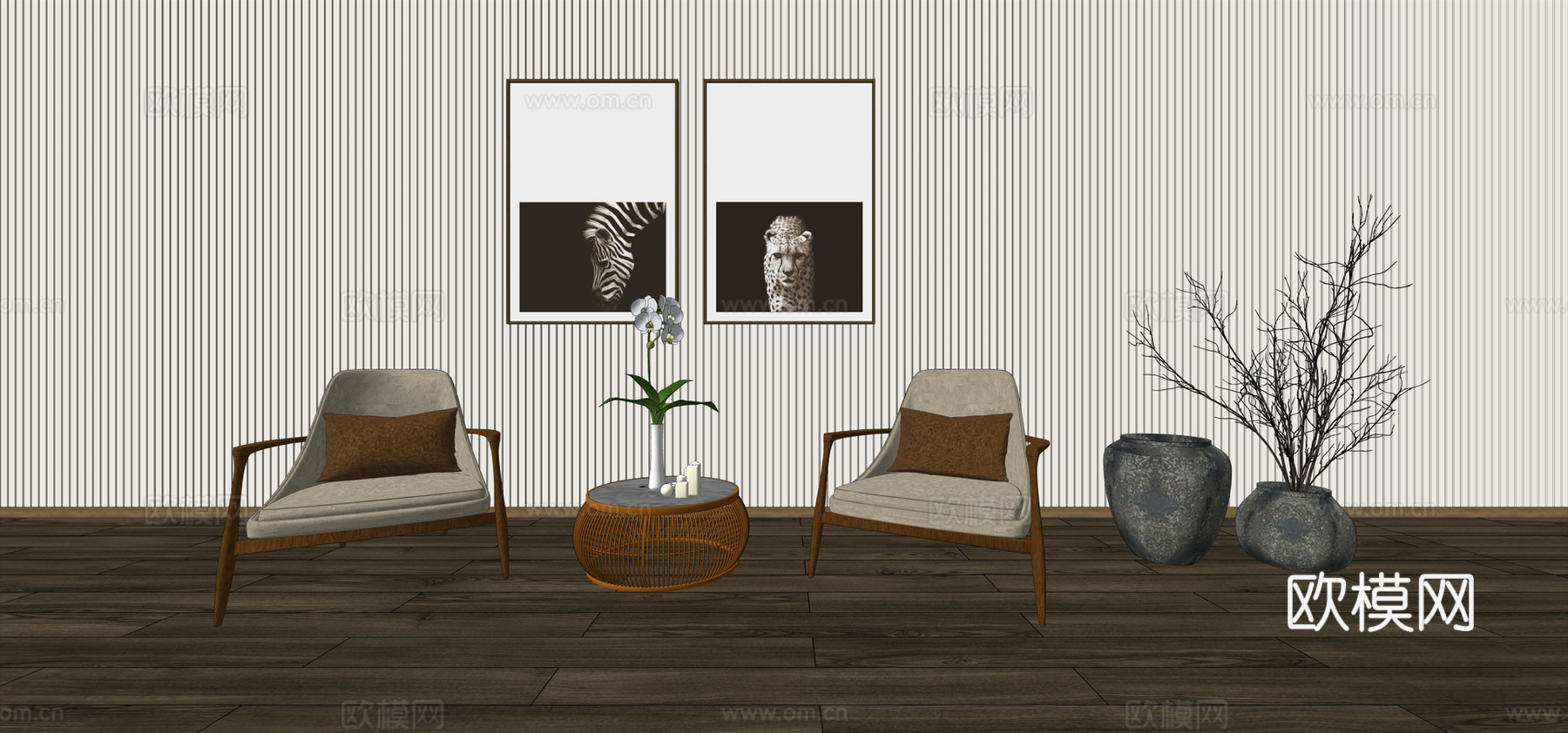 休闲椅子组合su模型