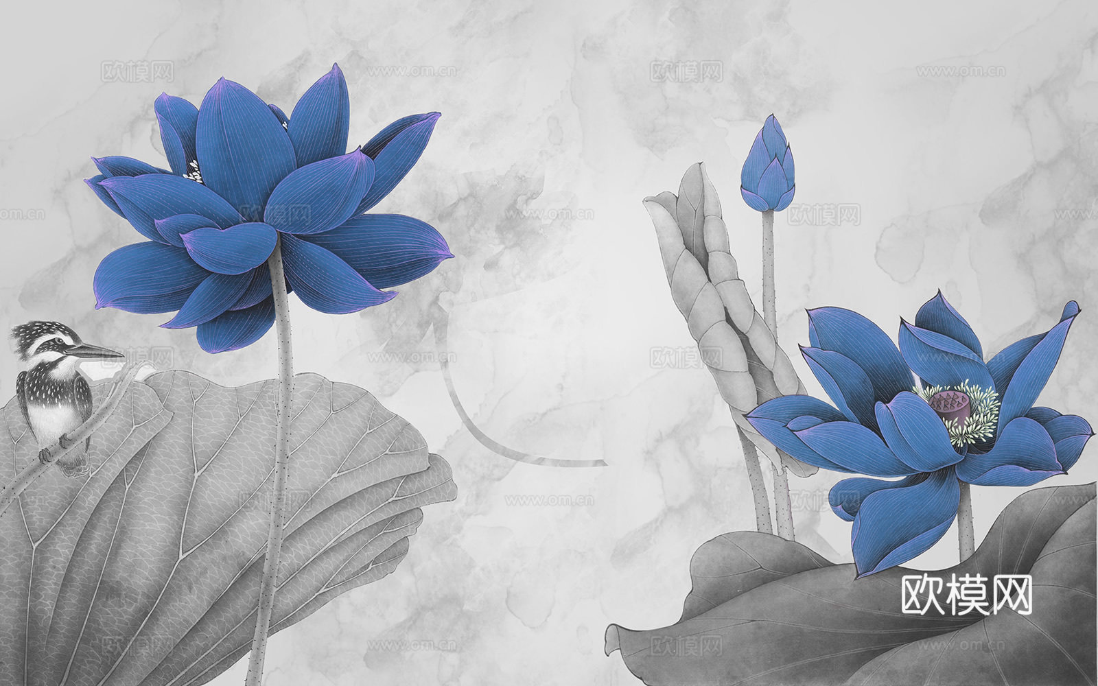 中式新中式花鸟植物壁纸壁画下载