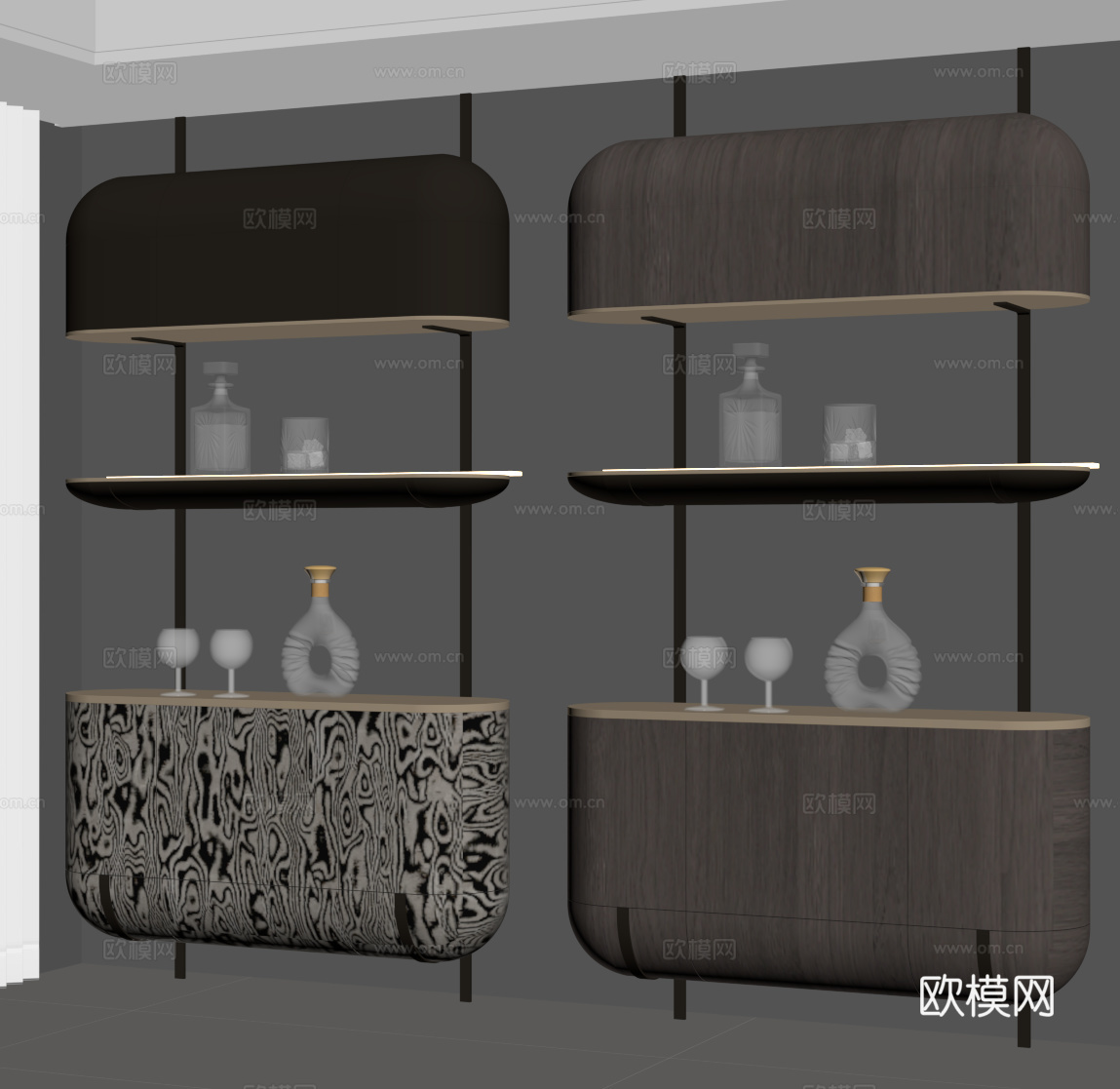现代酒架 酒柜su模型