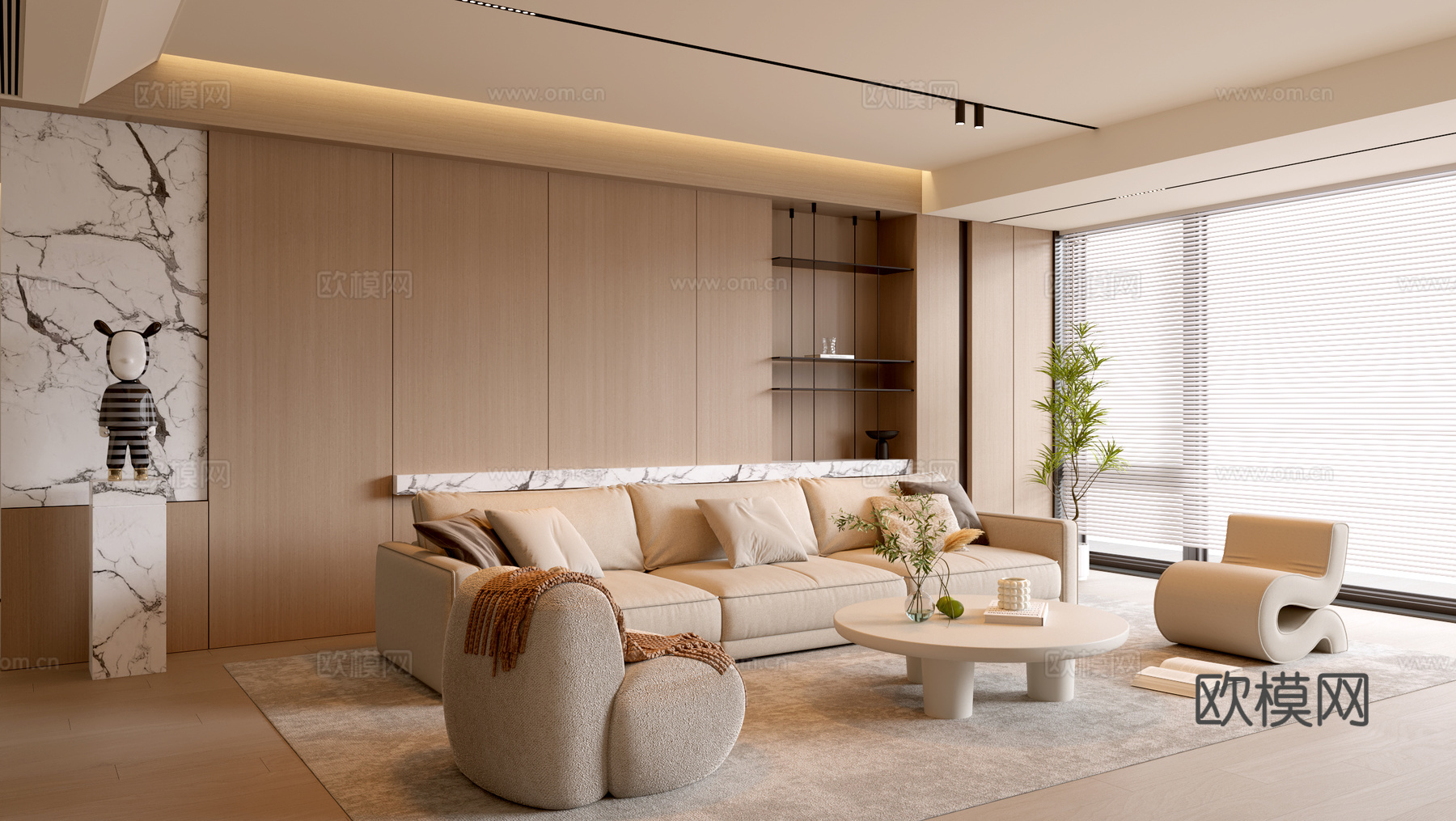 现代客厅 奶油客厅 沙发背景墙 客厅背景 沙发茶几组合su模型