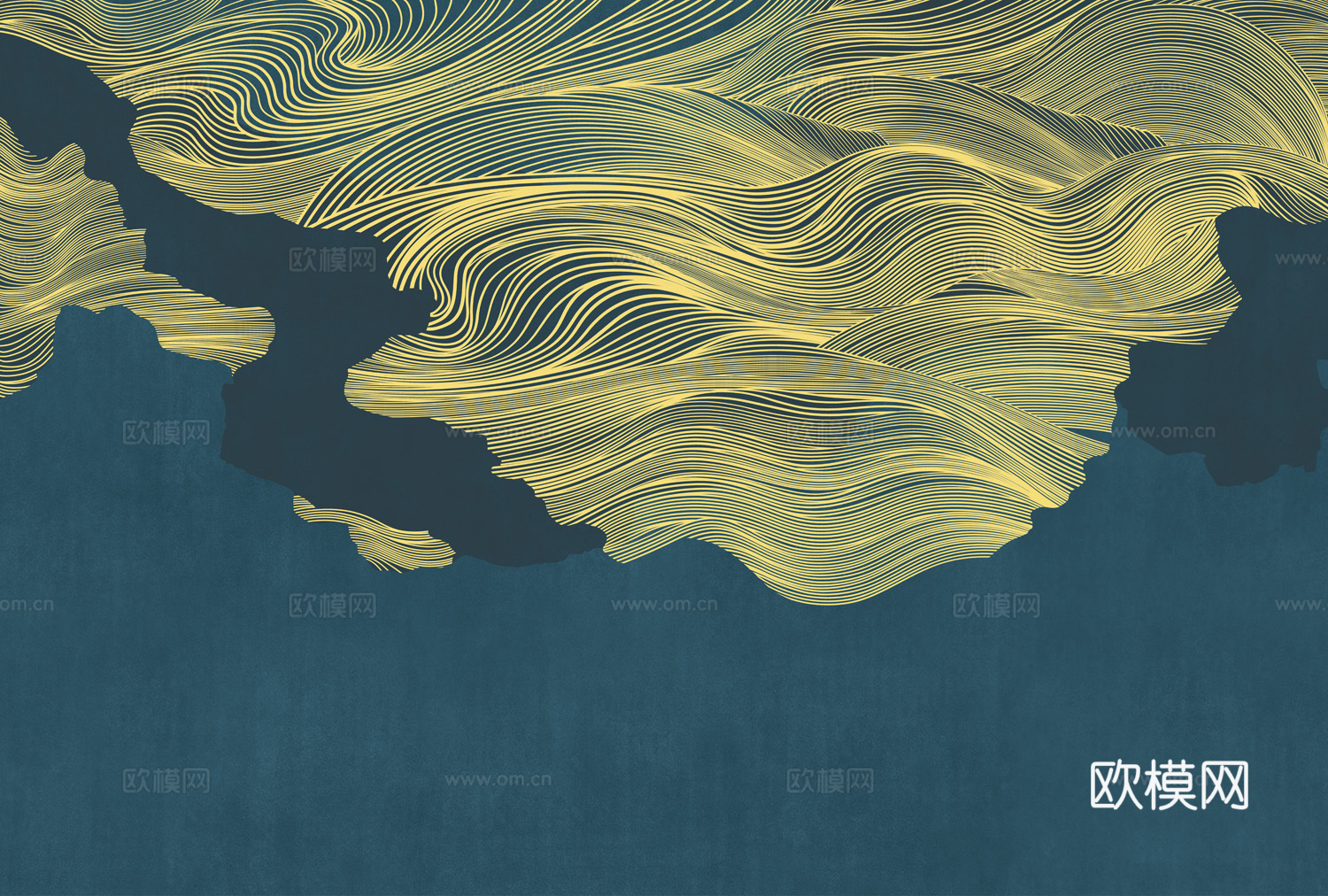 中式新中式抽象画线条壁纸壁画下载