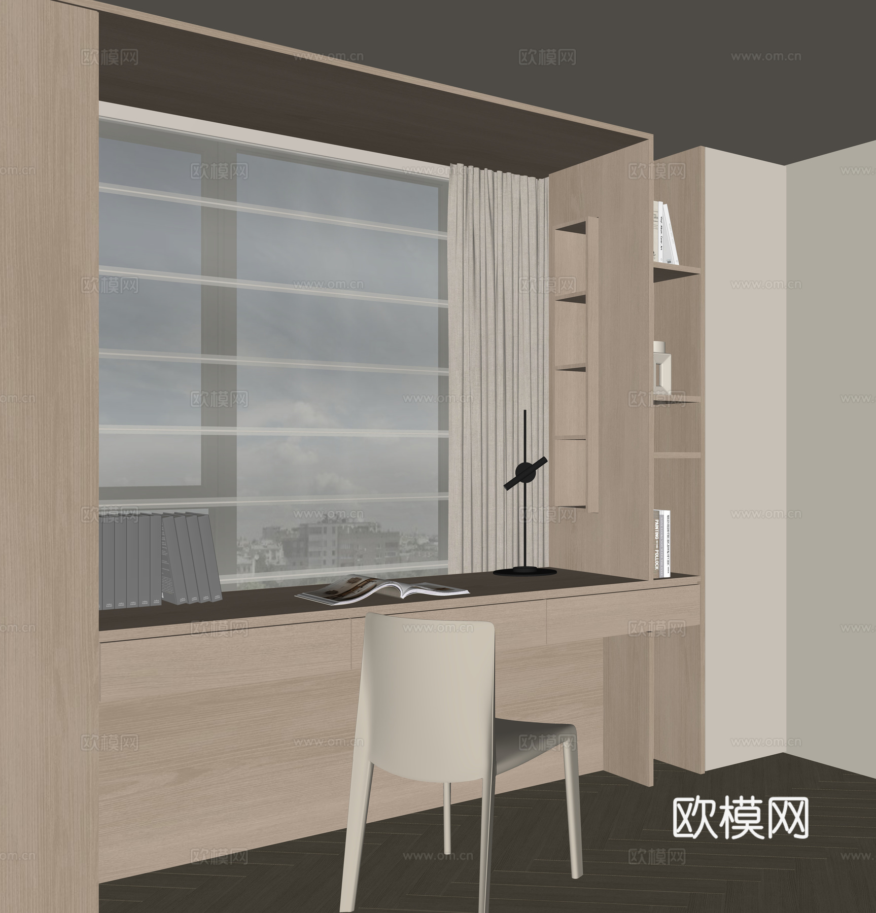 现代飘窗柜su模型