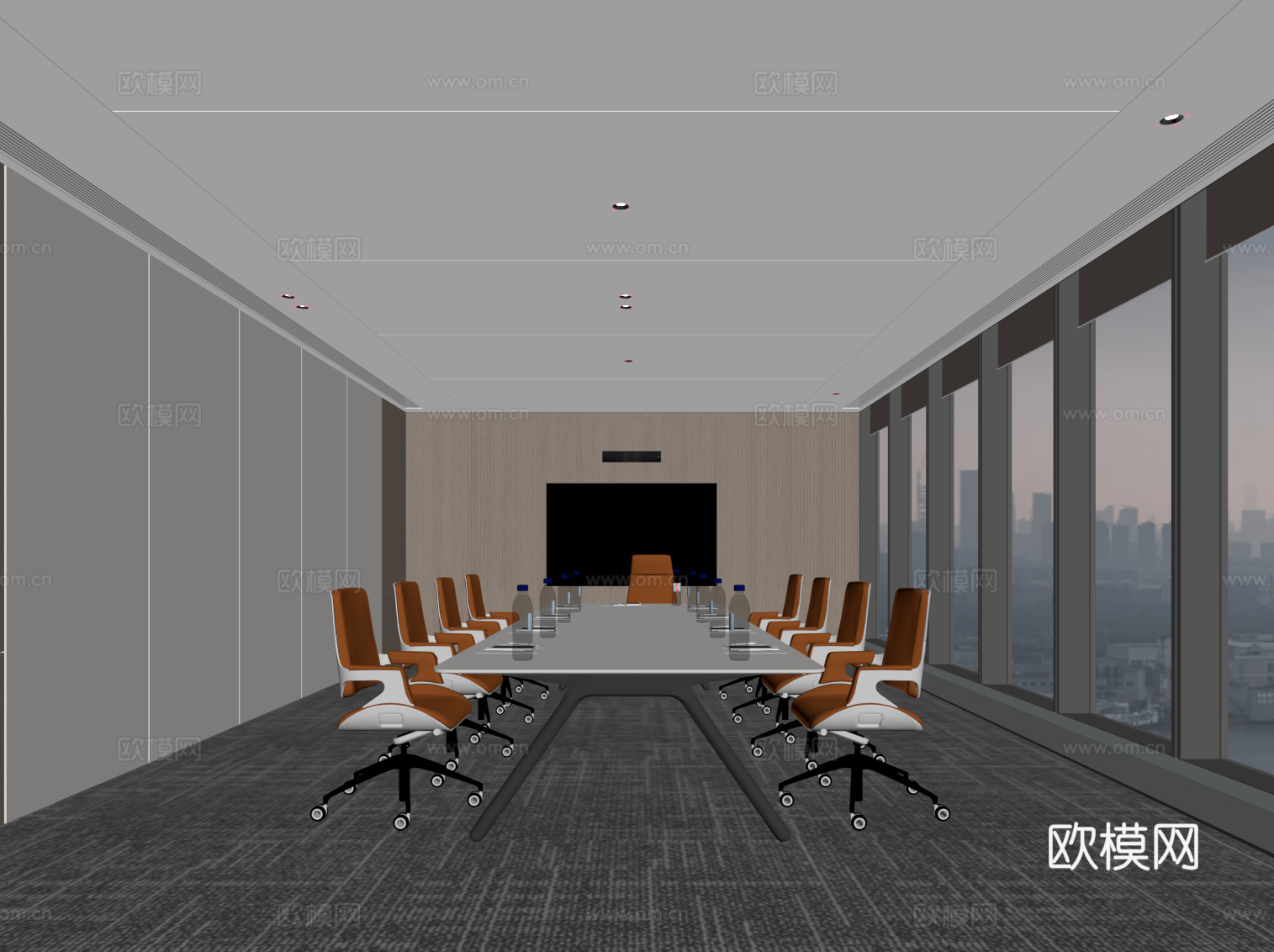 现代会议室 会议桌su模型