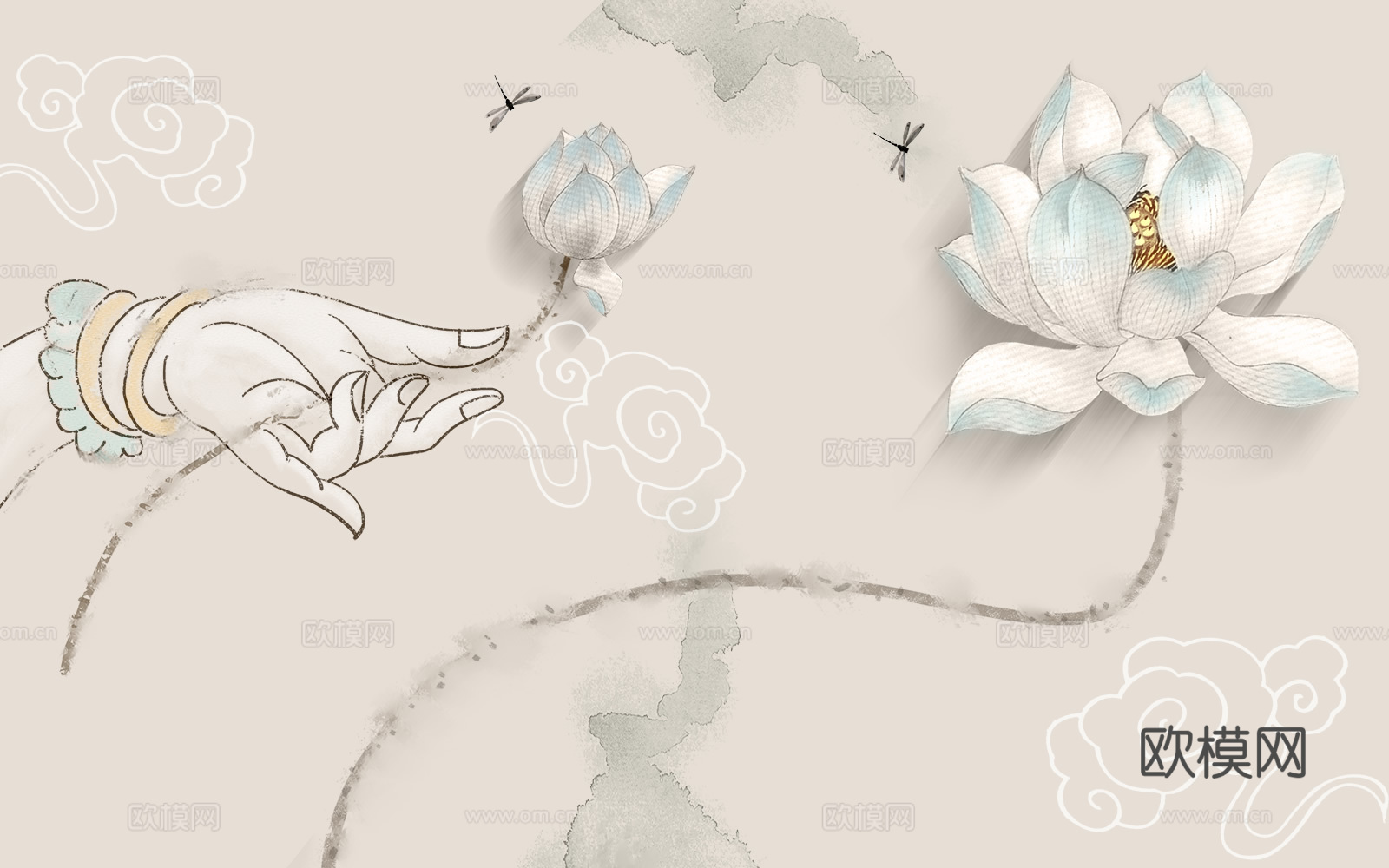 中式新中式花鸟植物壁纸壁画下载