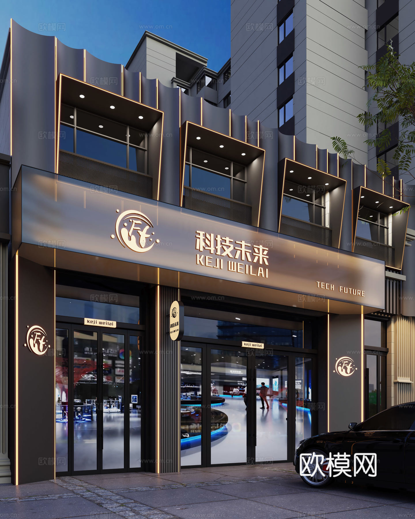 科技门头 炫酷科技感门头 展厅门头 门面 网咖门头 酒吧门头3d模型下载