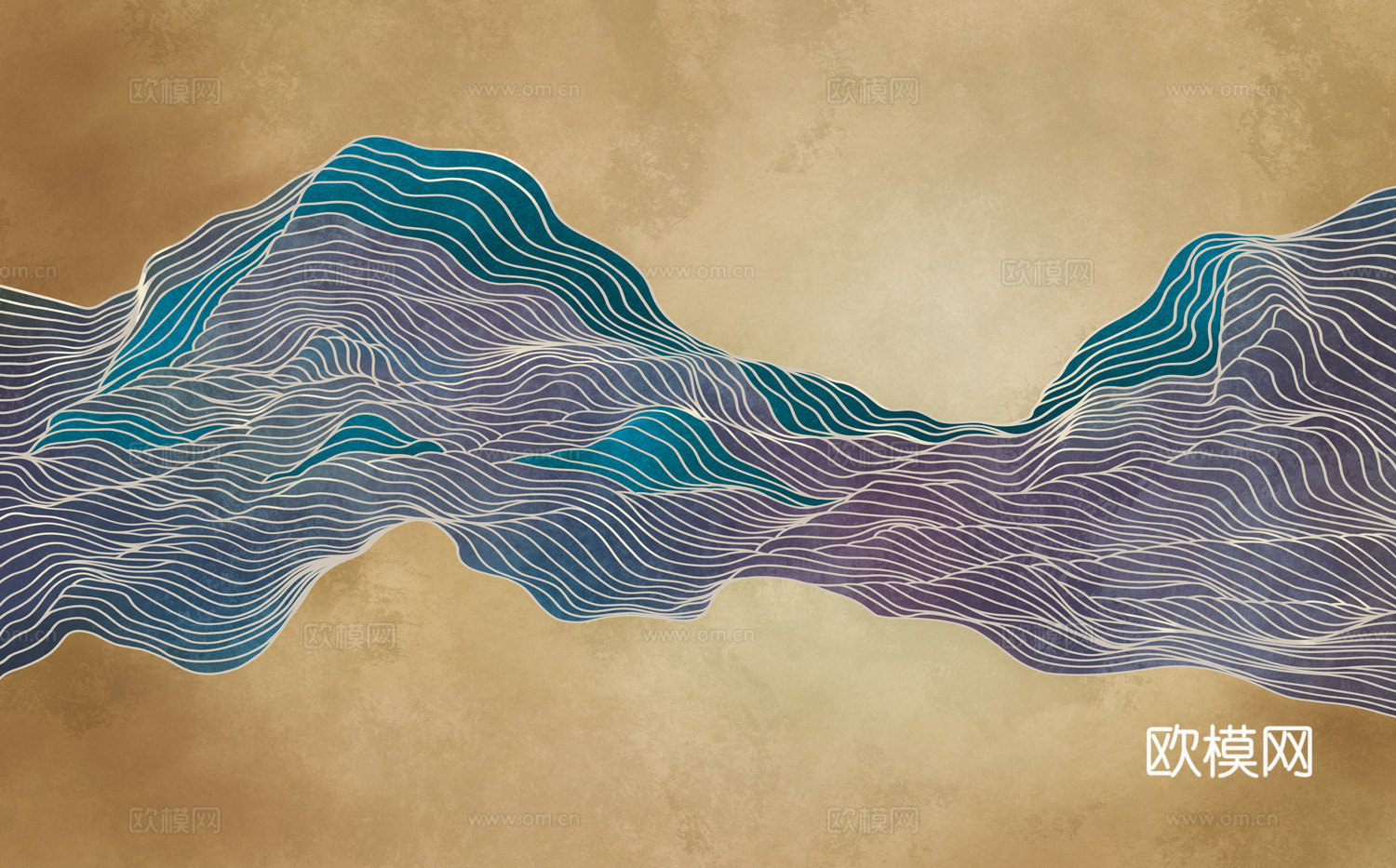 中式新中式抽象画线条壁纸壁画下载