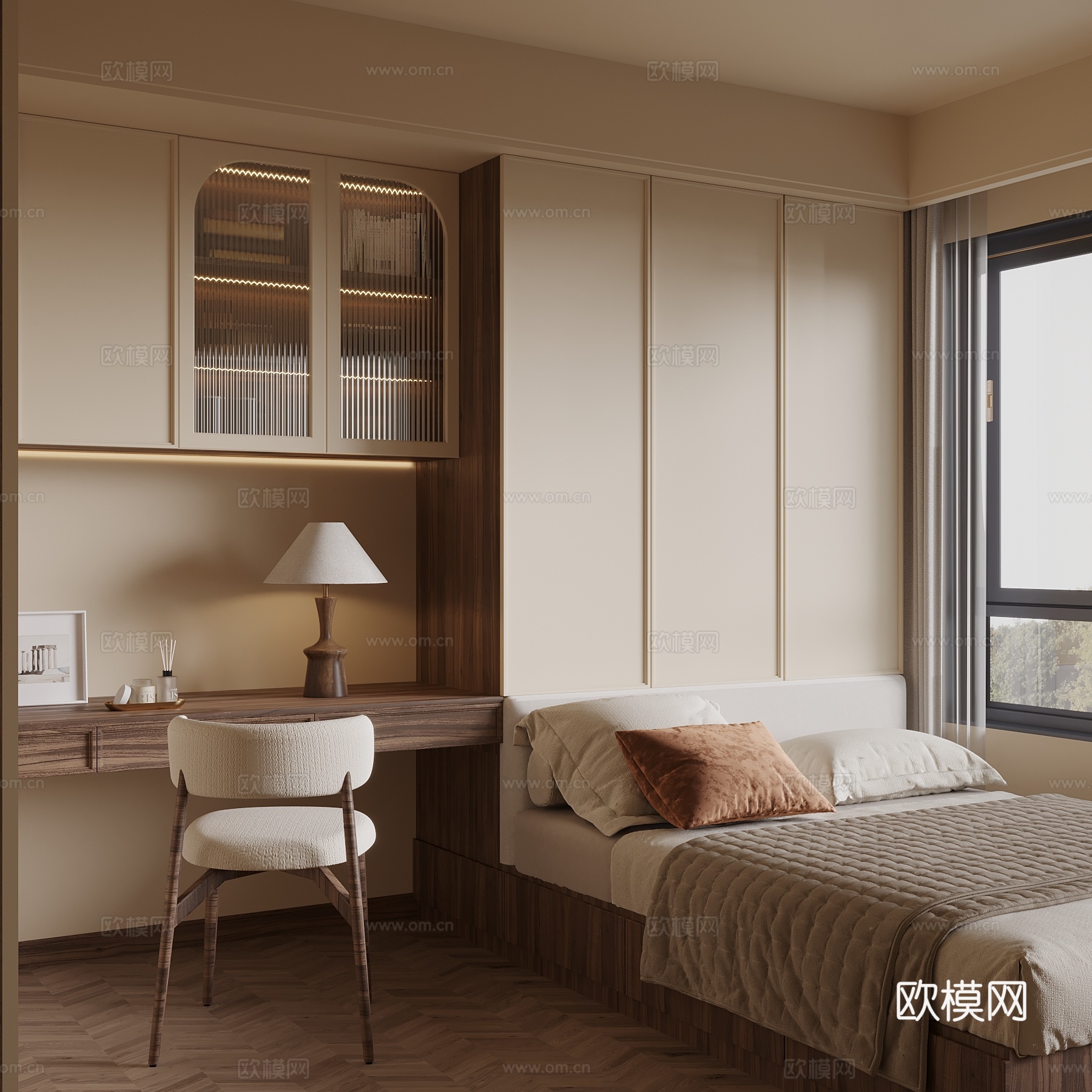 中古风榻榻米卧室su模型