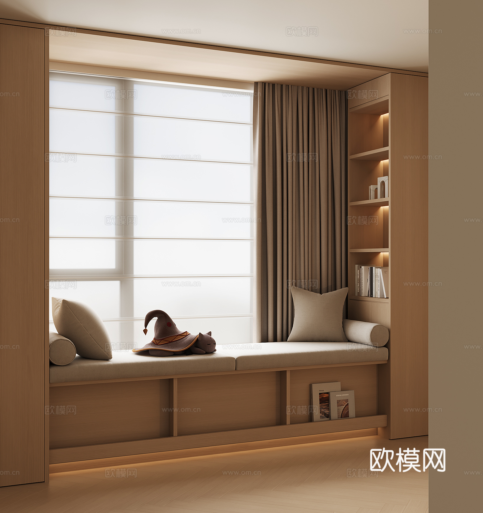 现代飘窗柜su模型