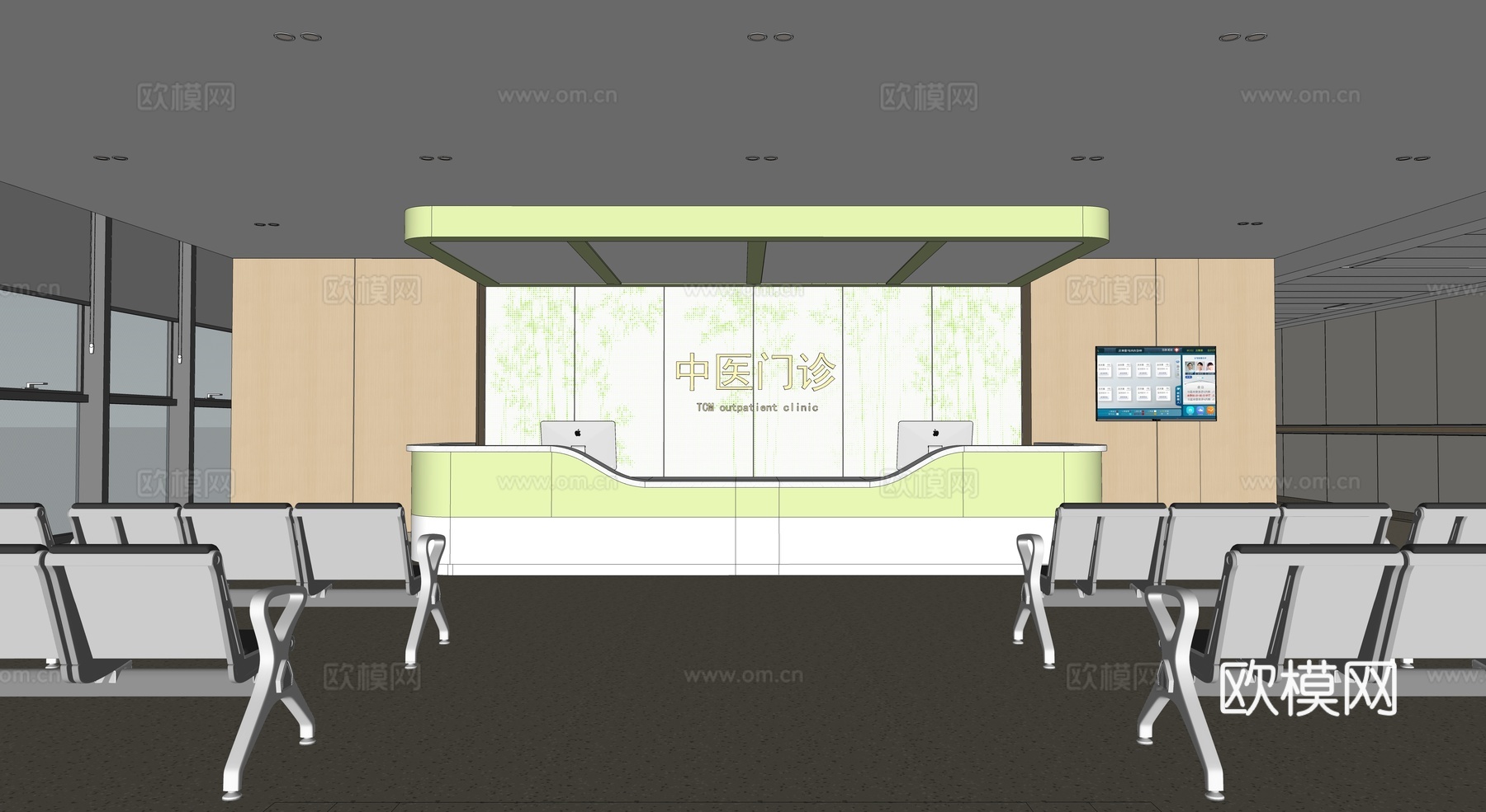 现代医院_医院大厅_候诊区_护士站_中医院su模型