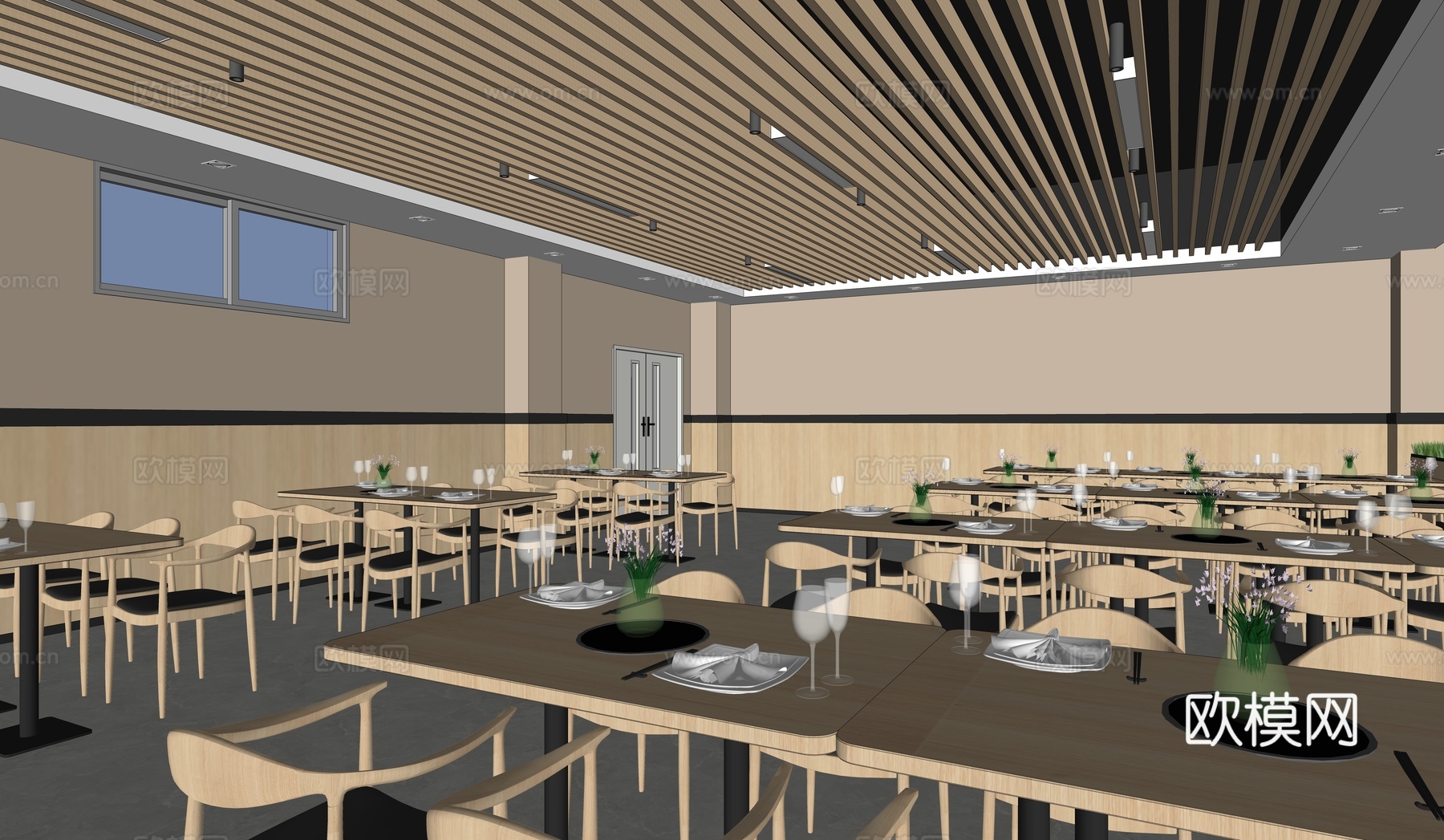 现代餐厅su模型