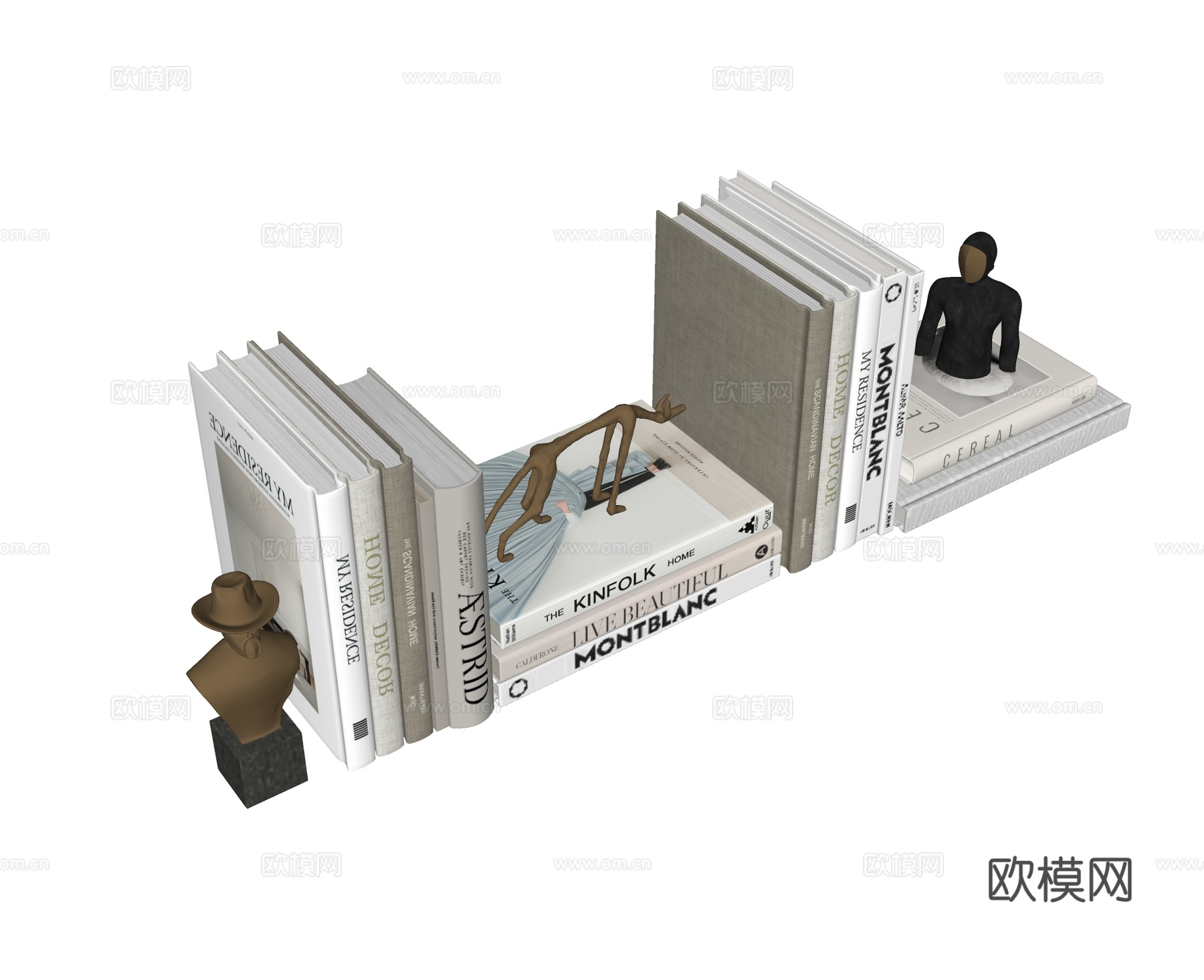 现代书籍摆件su模型