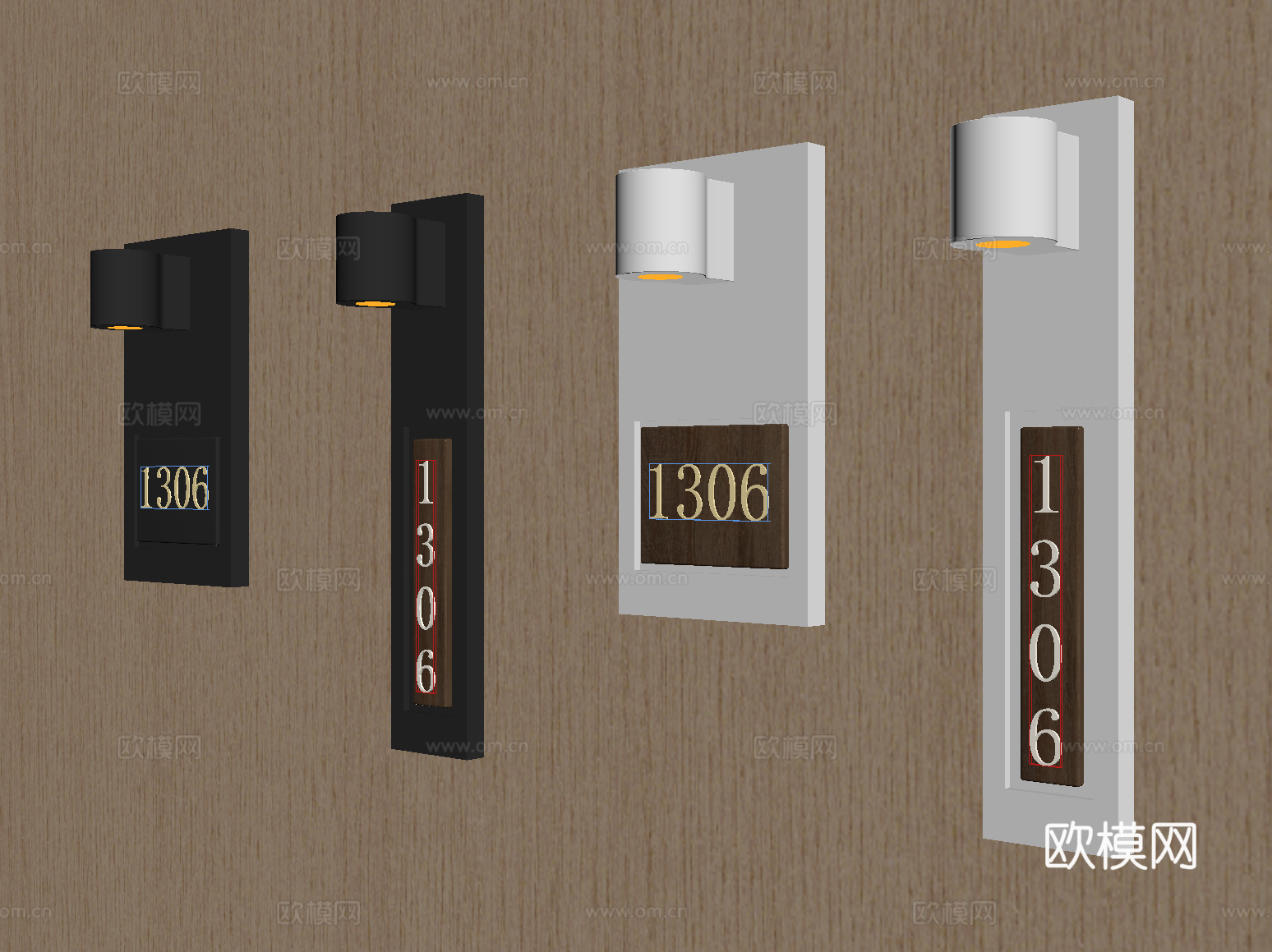现代门牌 酒店房号牌su模型