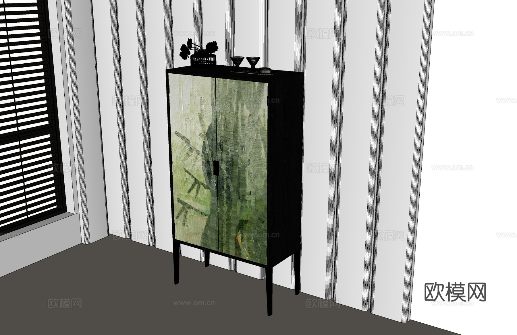 现代酒柜 意式酒柜 意式轻奢边柜 意式边柜 现代边柜su模型