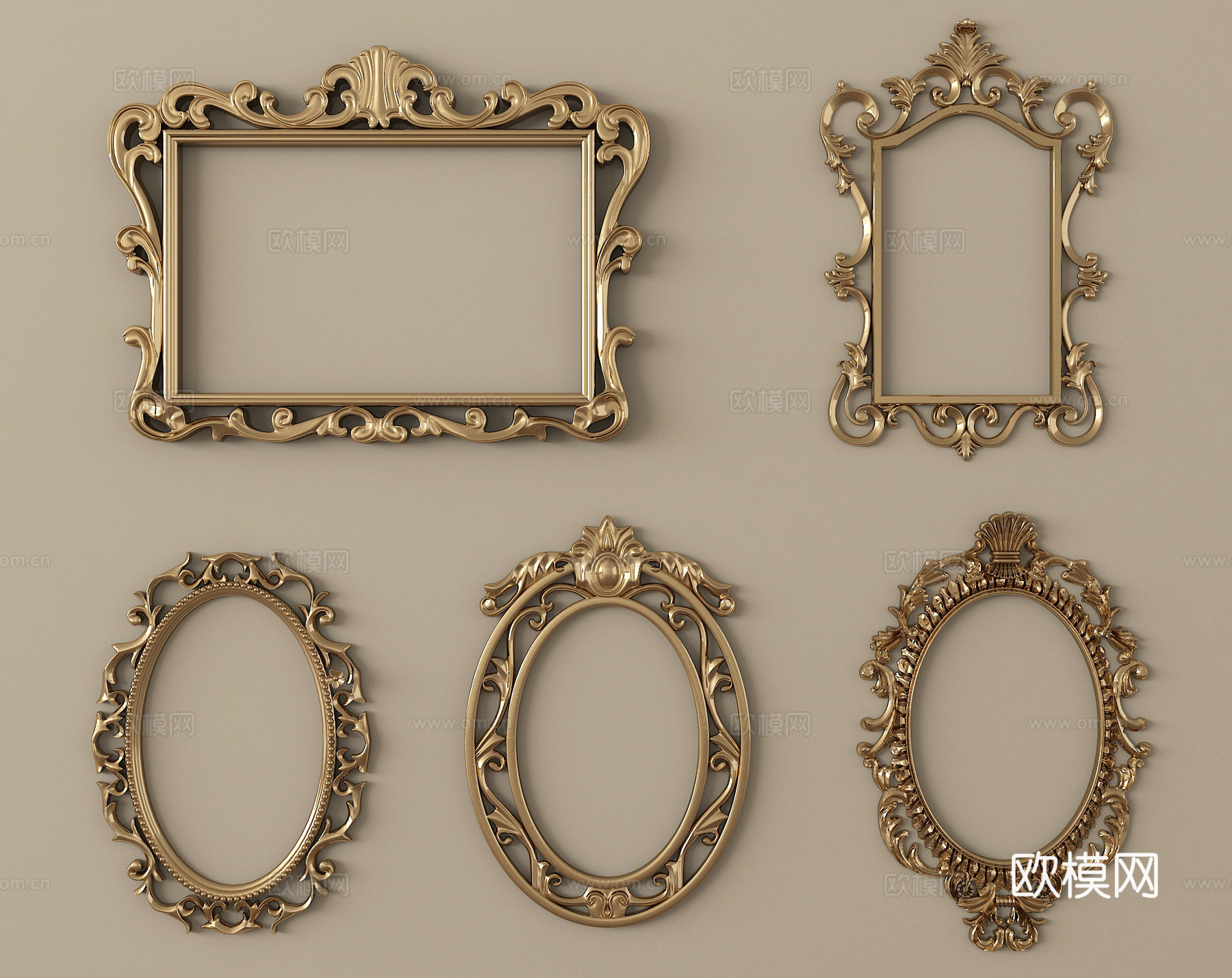 欧式画框 雕花相框 镜框su模型