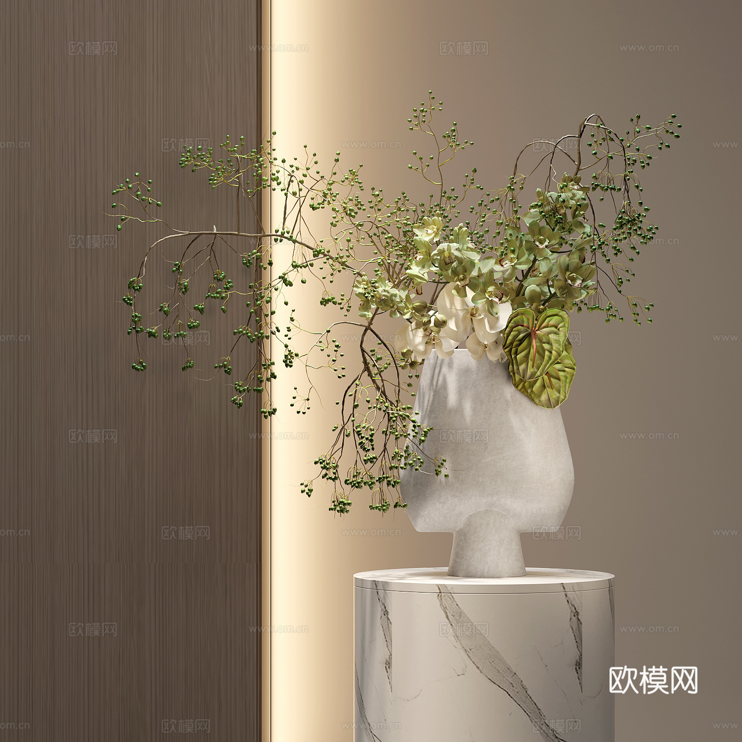 现代花瓶花艺插花su模型