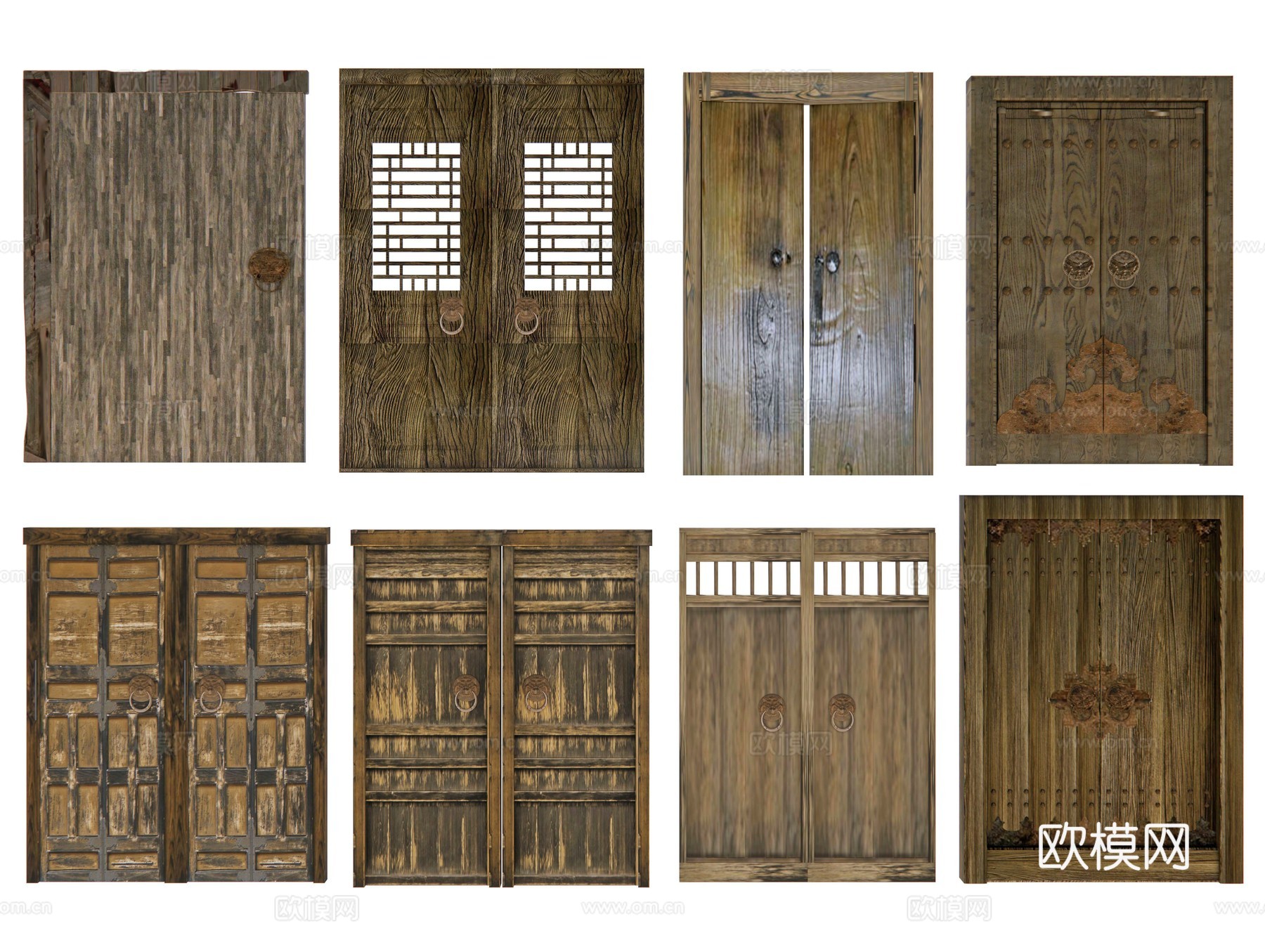 木头门 中式木门 老木门 老木头门 破旧木门 门板 原木门3d模型下载