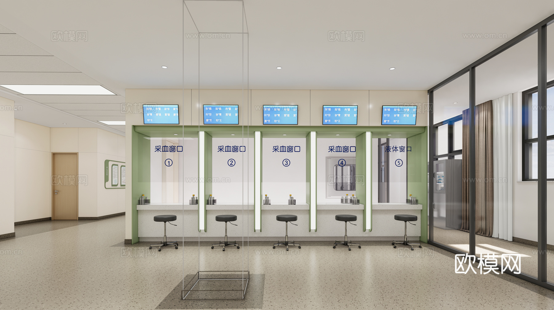现代医院_医院大厅_候诊区_手术室_护士站_医院收费区su模型