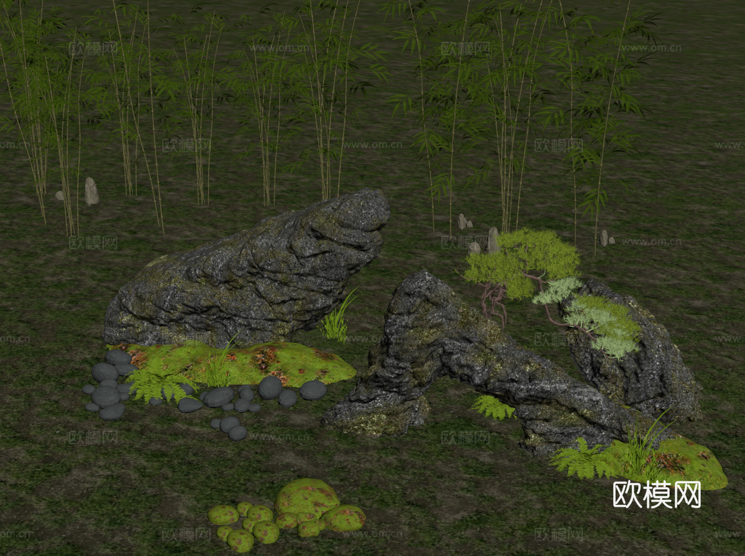 现代园林景观 户外假山su模型