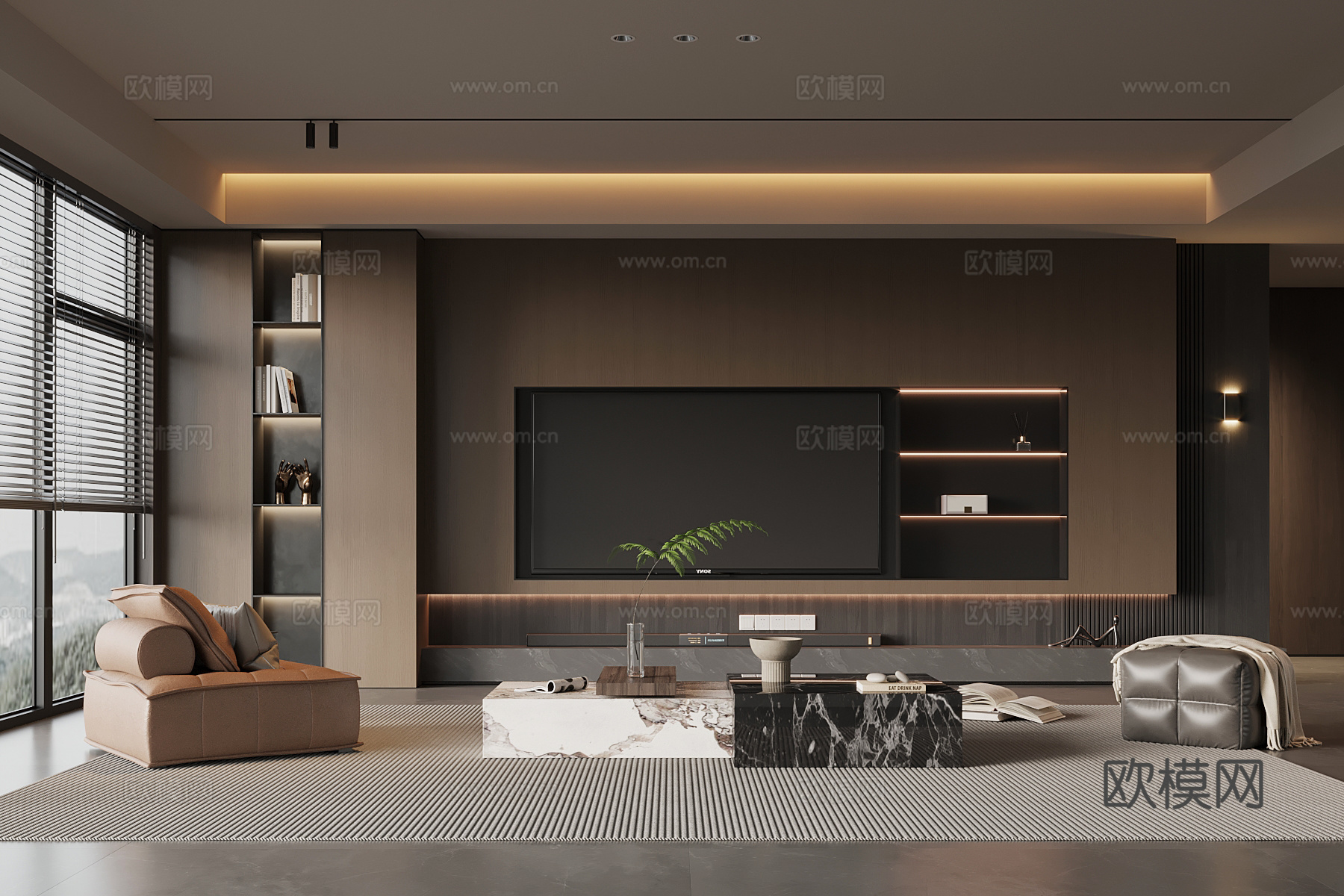 现代意式厨房 橱柜 厨具su模型