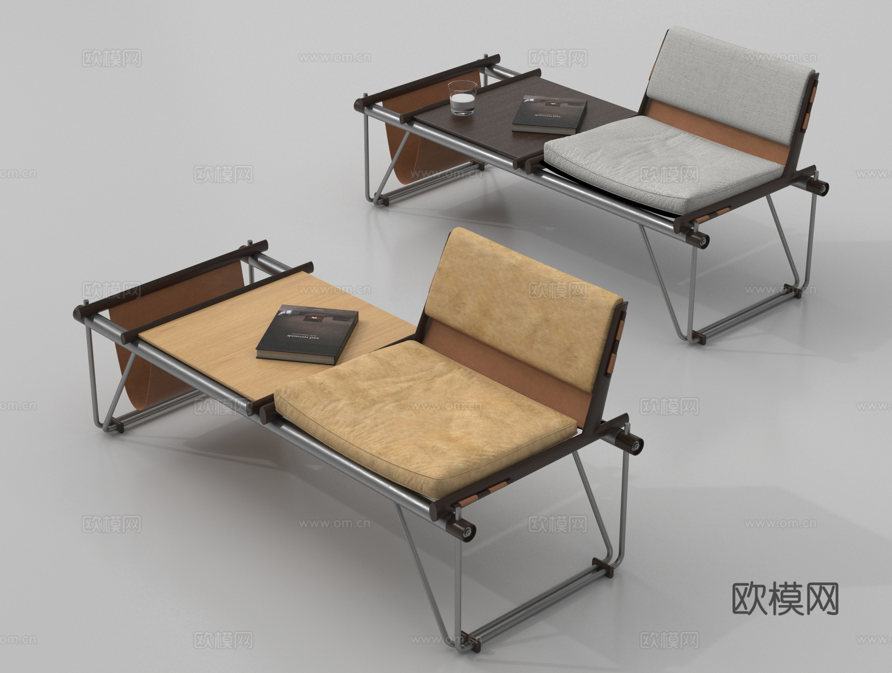 现代休闲长椅 折叠椅su模型