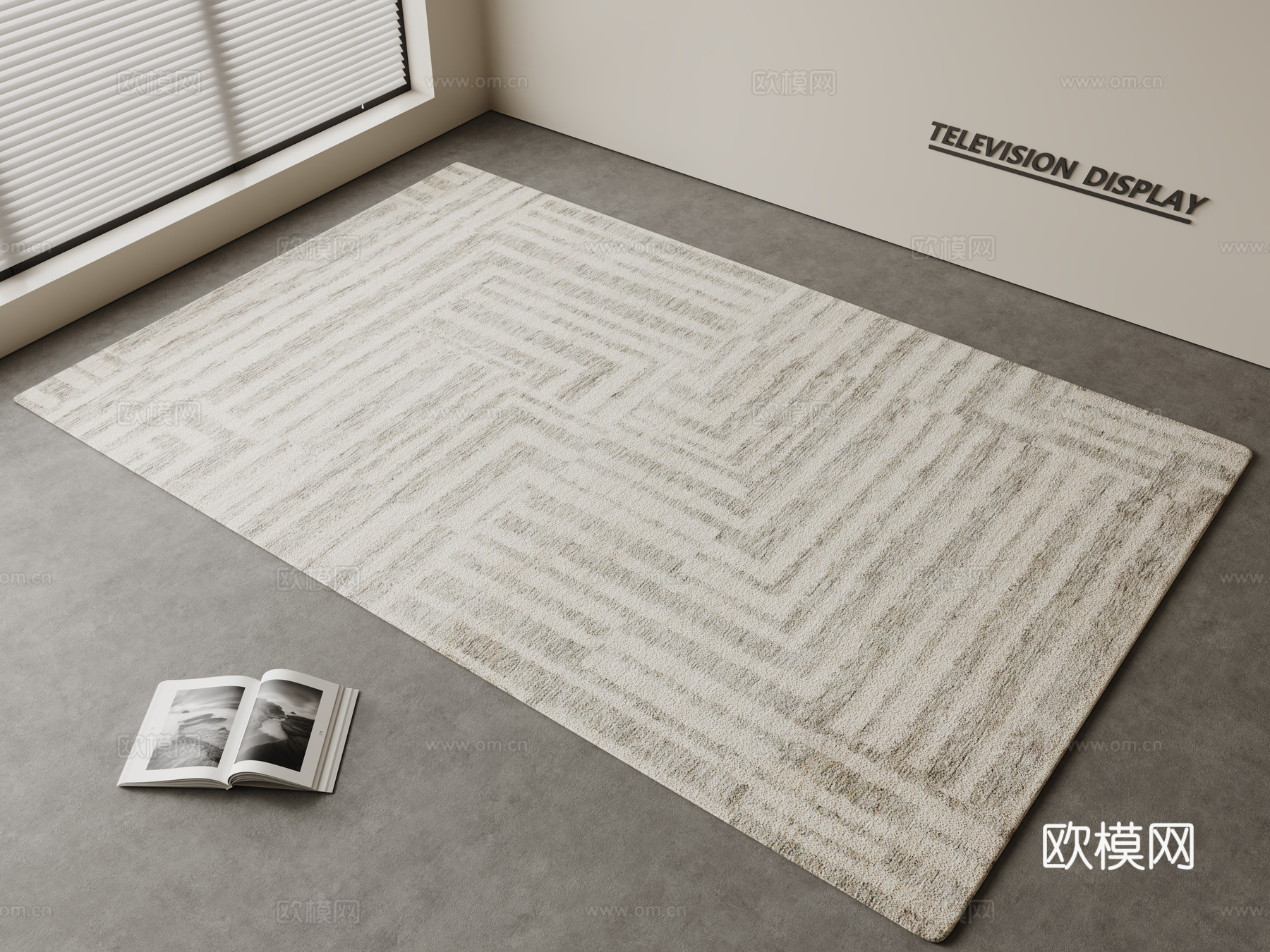 现代简约地毯 方形地毯 粗布地毯 客厅地毯 奶油风地毯su模型