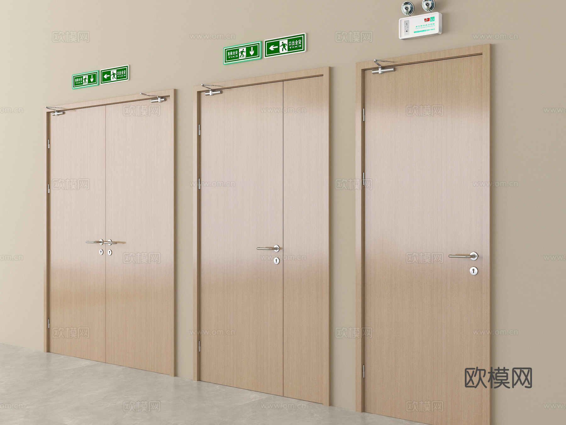 现代消防门 防火门 安全出口su模型