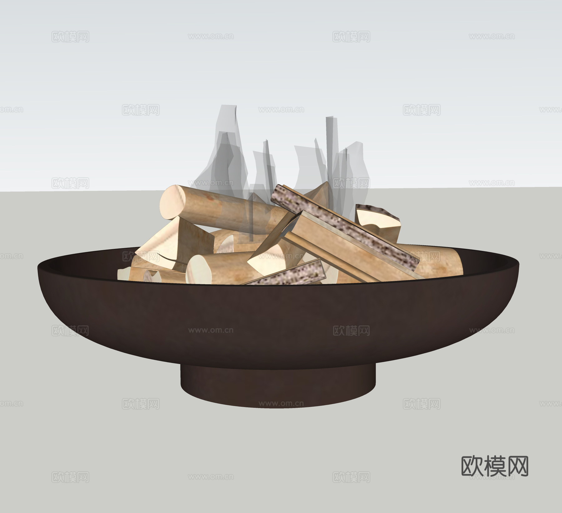 现代火盆 取暖设备 柴火su模型