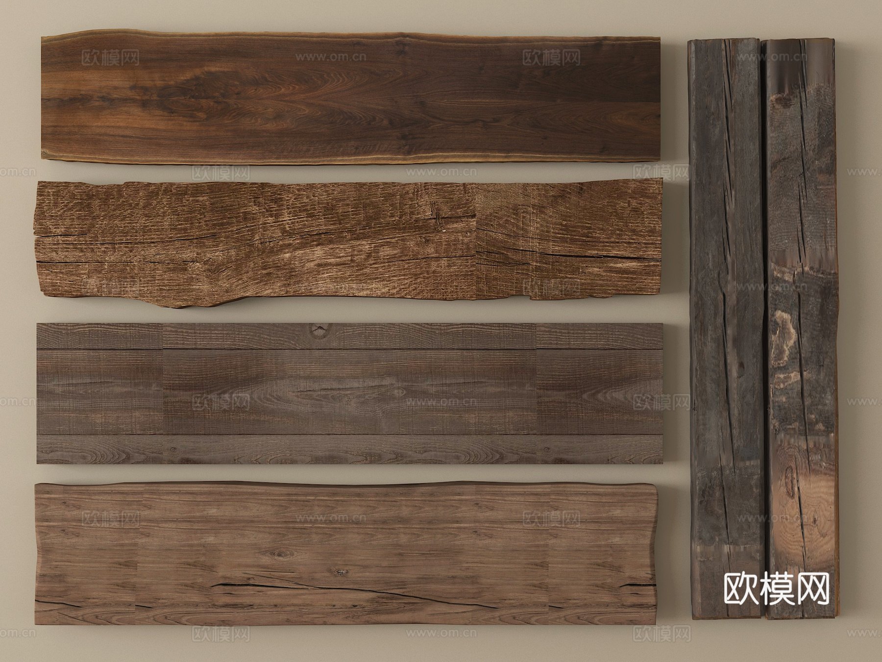 新中式旧木板 老木板 旧木头su模型