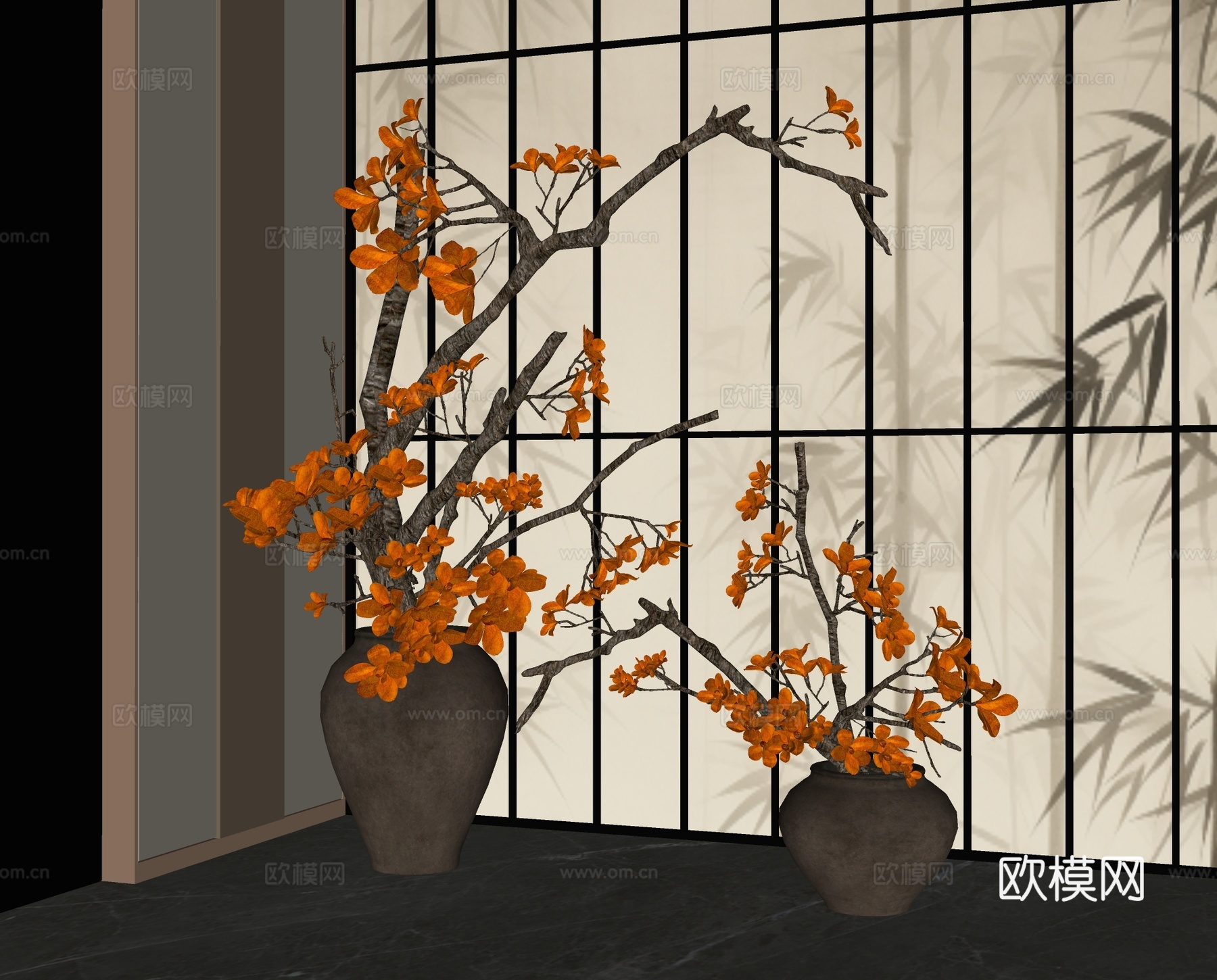 现代盆栽su模型