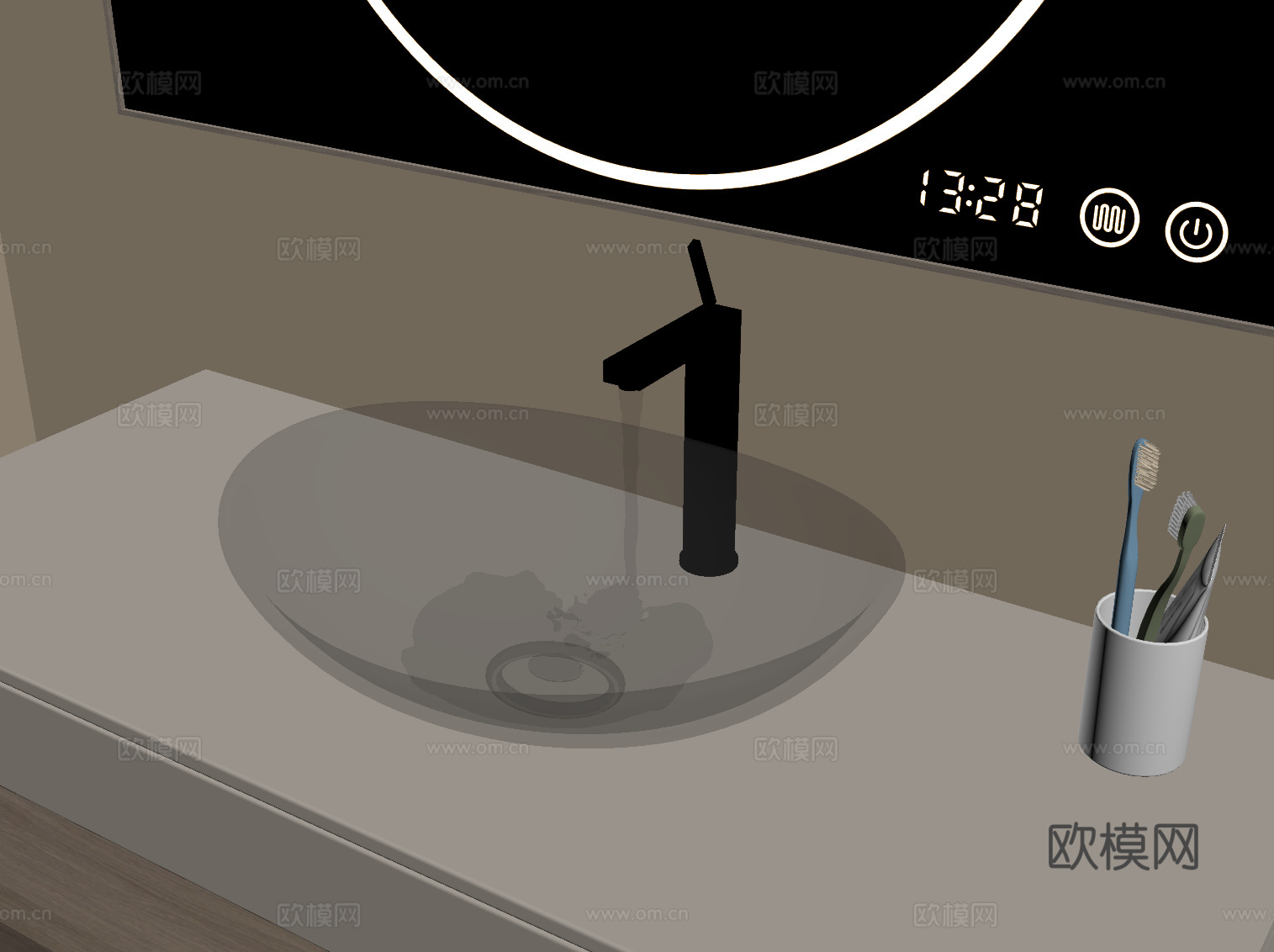 现代洗手台 洗手盆 台盆su模型