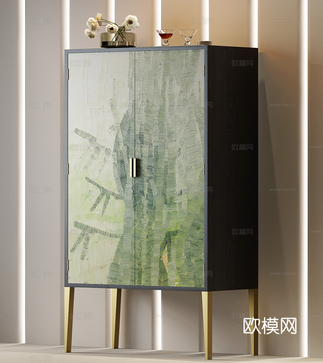现代酒柜 意式酒柜 意式轻奢边柜 意式边柜 现代边柜su模型