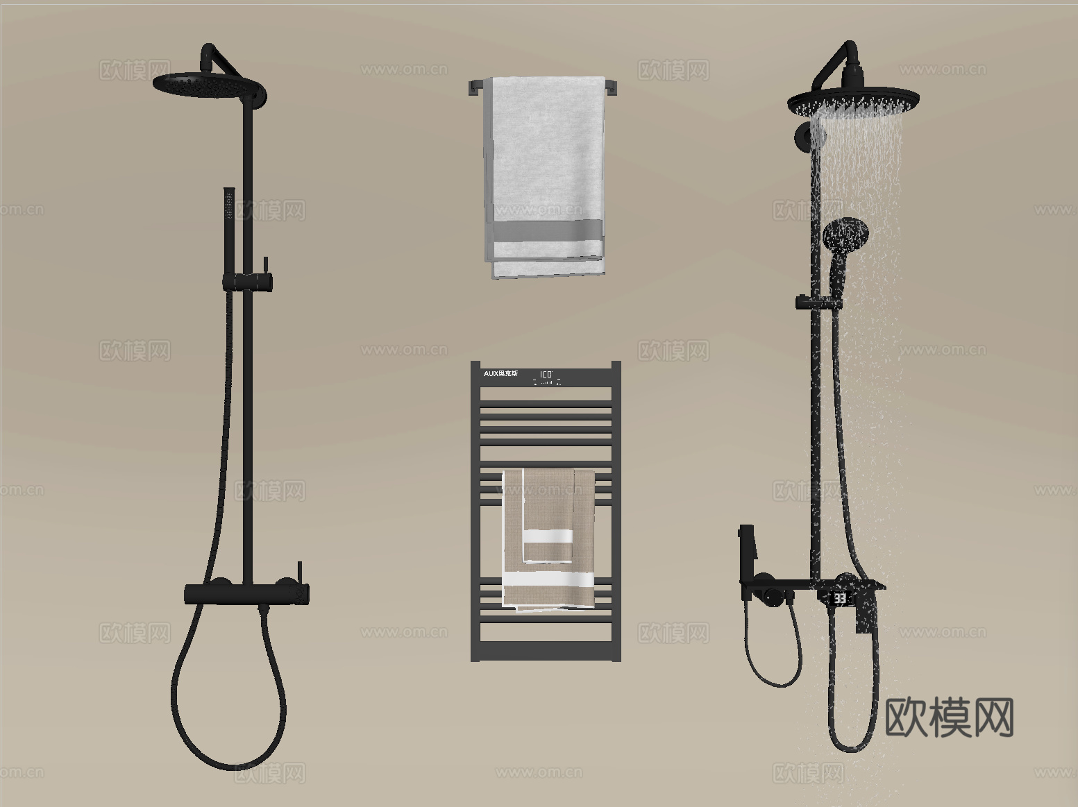 现代淋浴花洒 不锈钢花洒 卫浴小件su模型