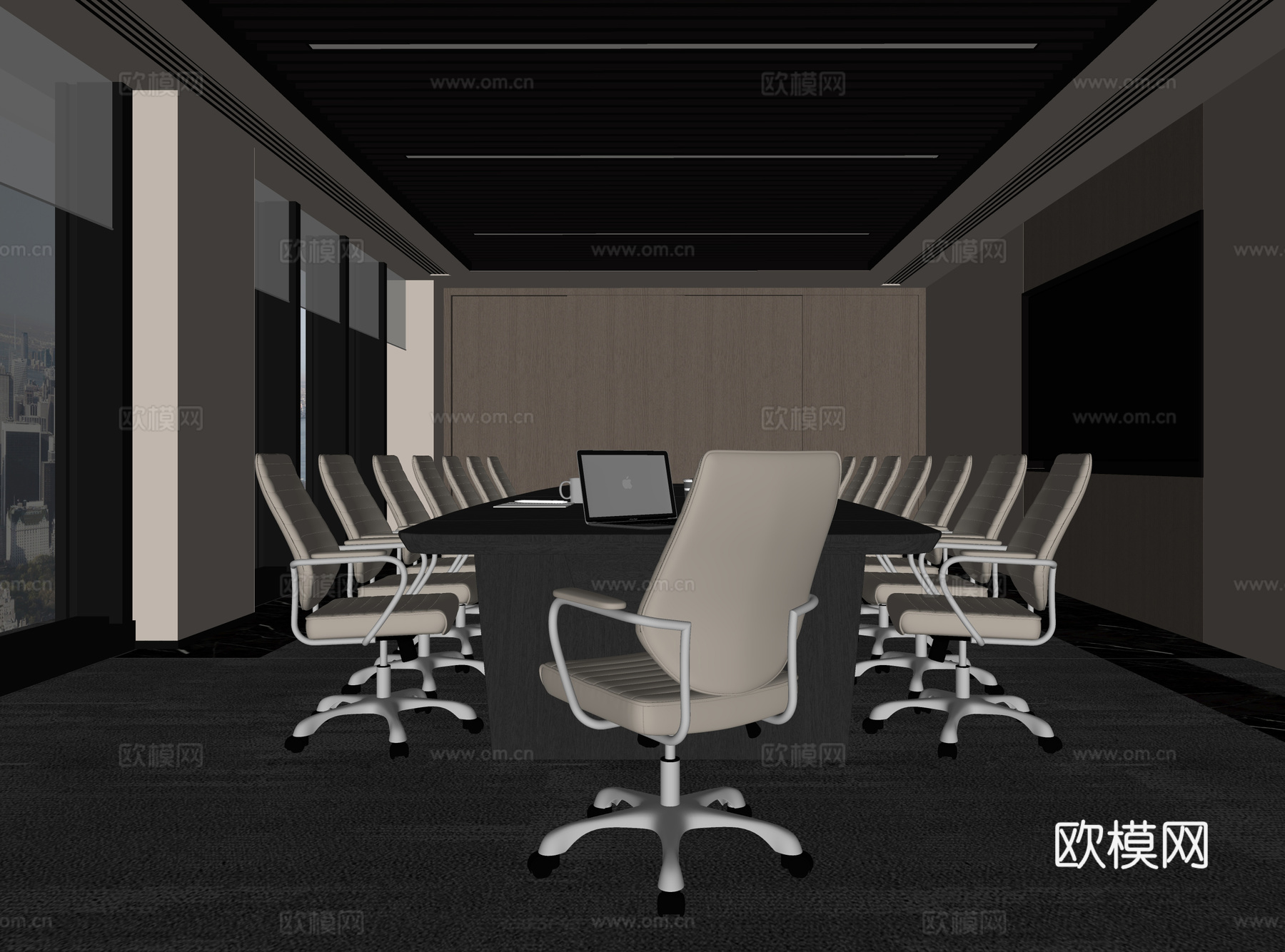 现代会议室 办公椅 会议桌椅su模型