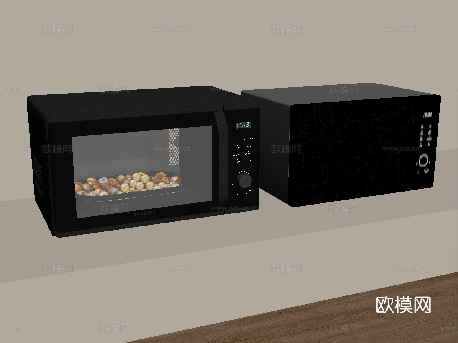 现代微波炉 厨房电器su模型