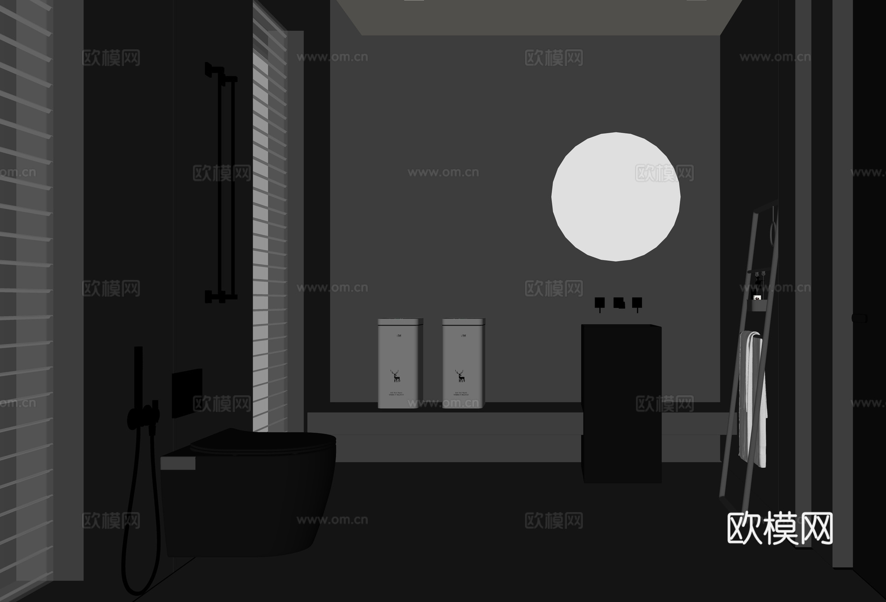 现代卫生间 洗手台 别墅卫生间su模型