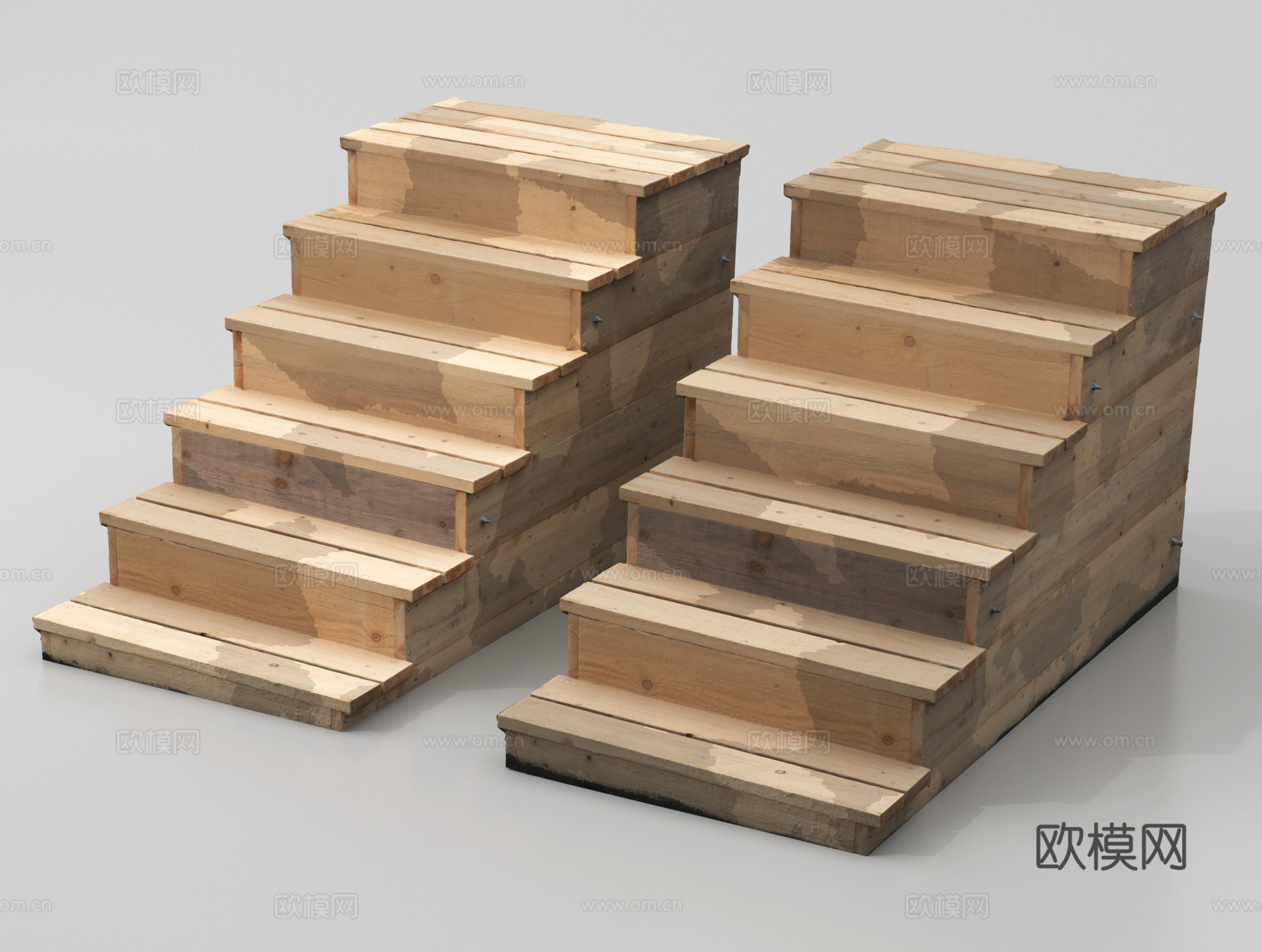 现代景观汀步 木质楼梯su模型