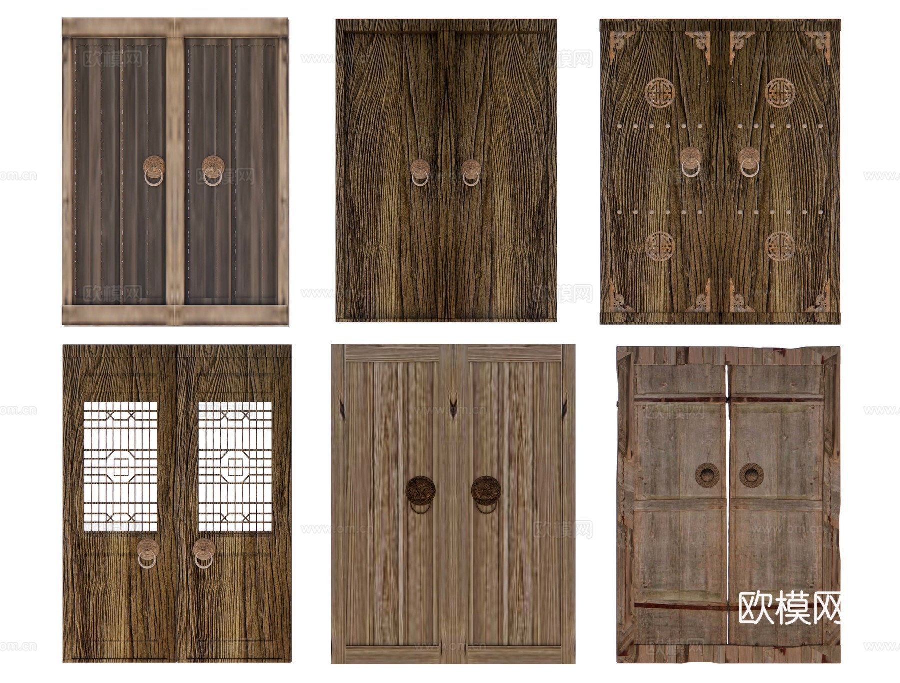 木门 中式木头门 破旧木门 老木门 门板 原木门 老木头门su模型