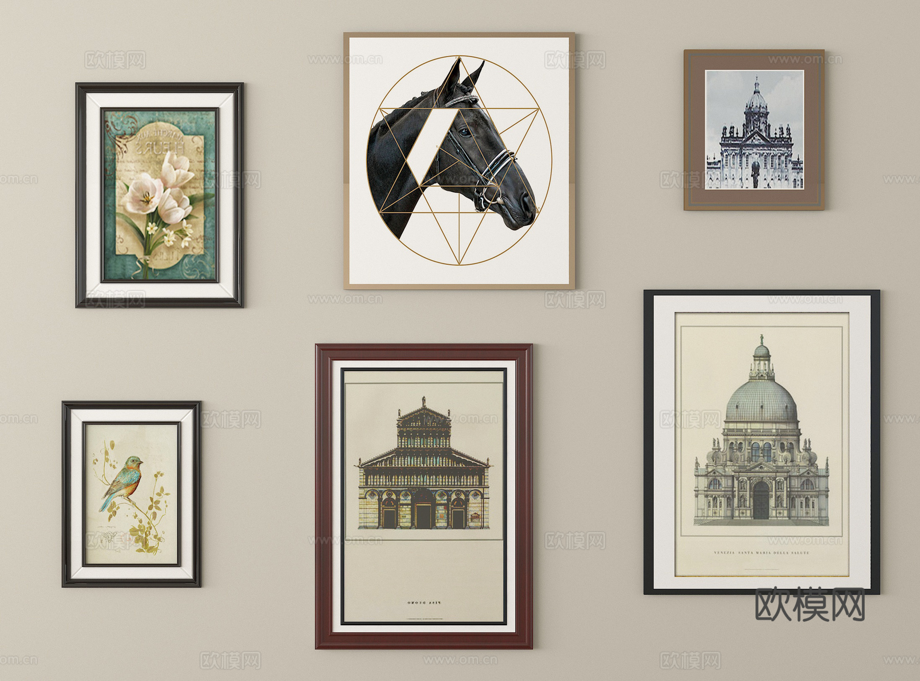 法式简欧挂画 装饰画su模型