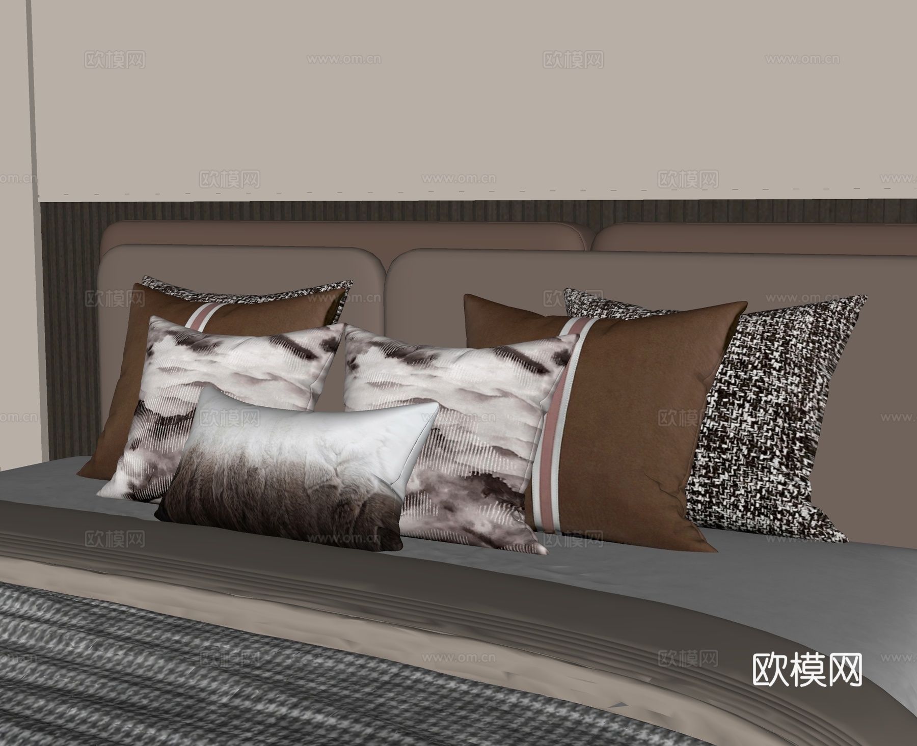 现代抱枕枕头su模型下载（渲染图2）
