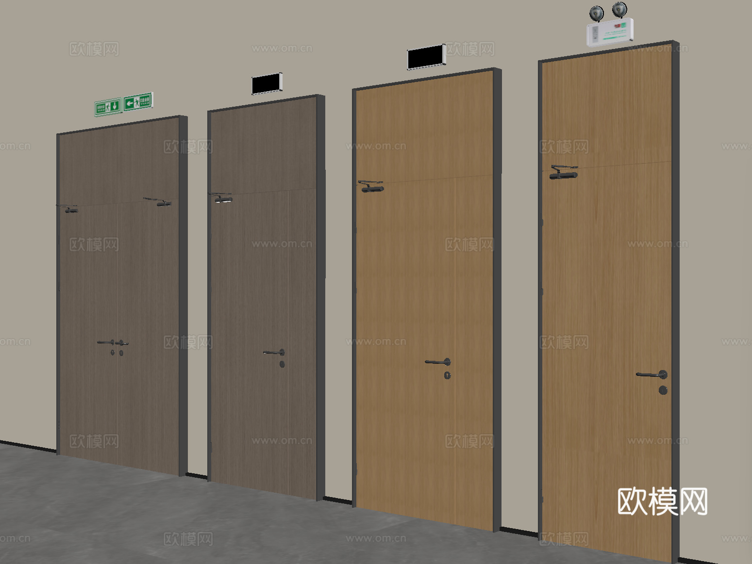 现代消防门 防火门 安全出口su模型