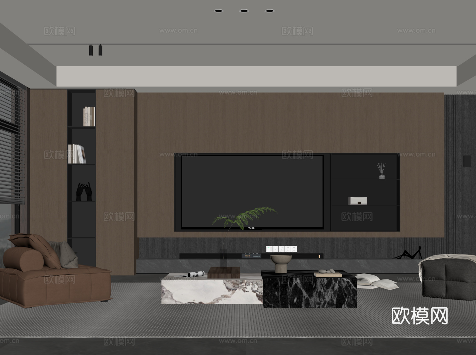 现代意式厨房 橱柜 厨具su模型