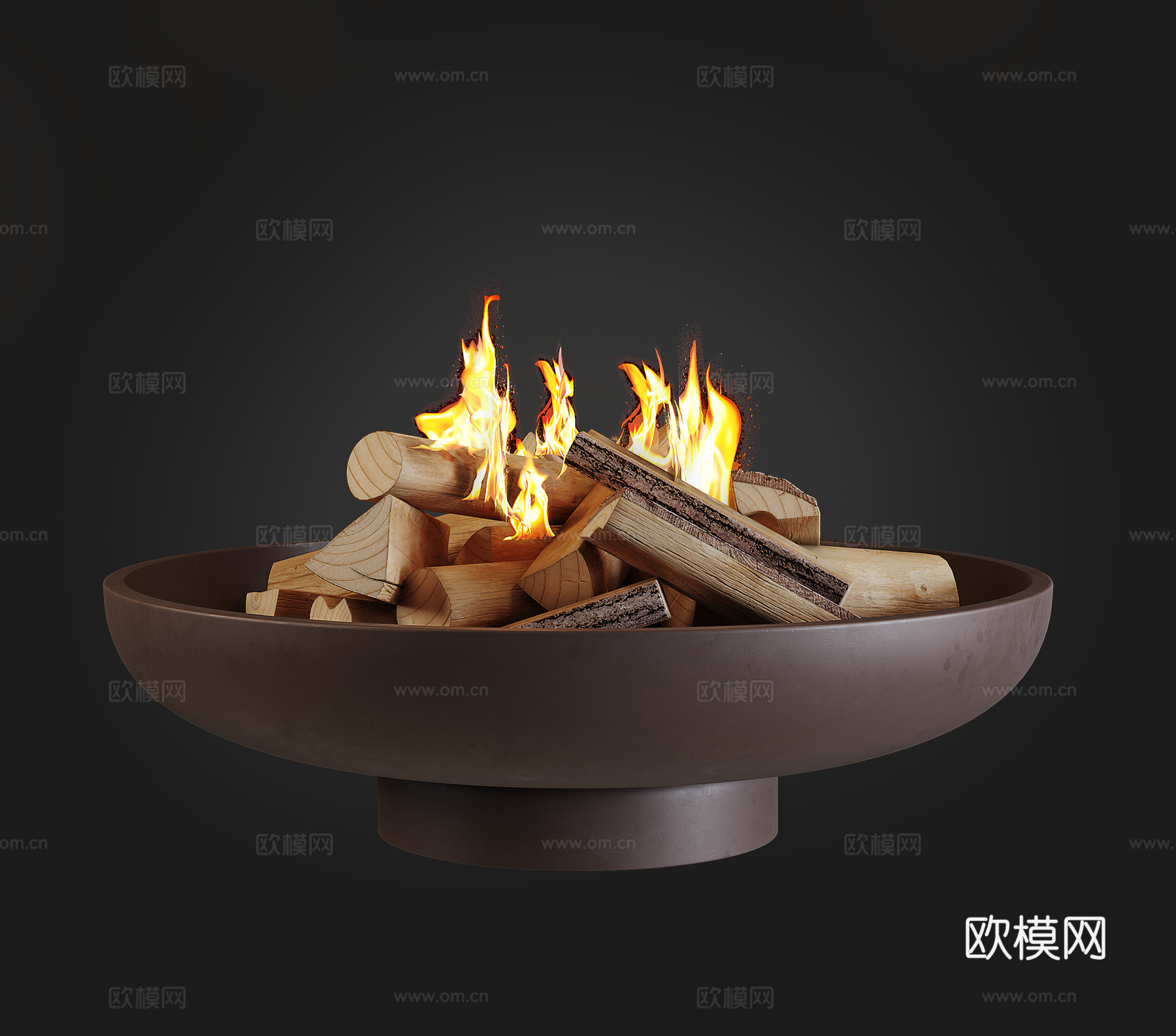 现代火盆 取暖设备 柴火su模型