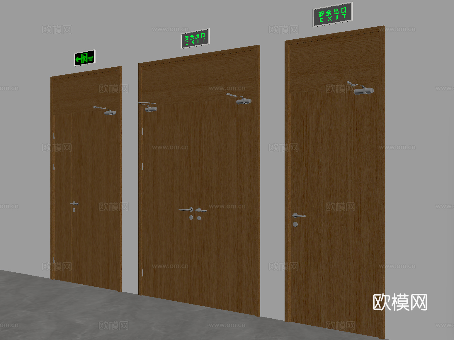 现代消防门 防火门 安全出口su模型